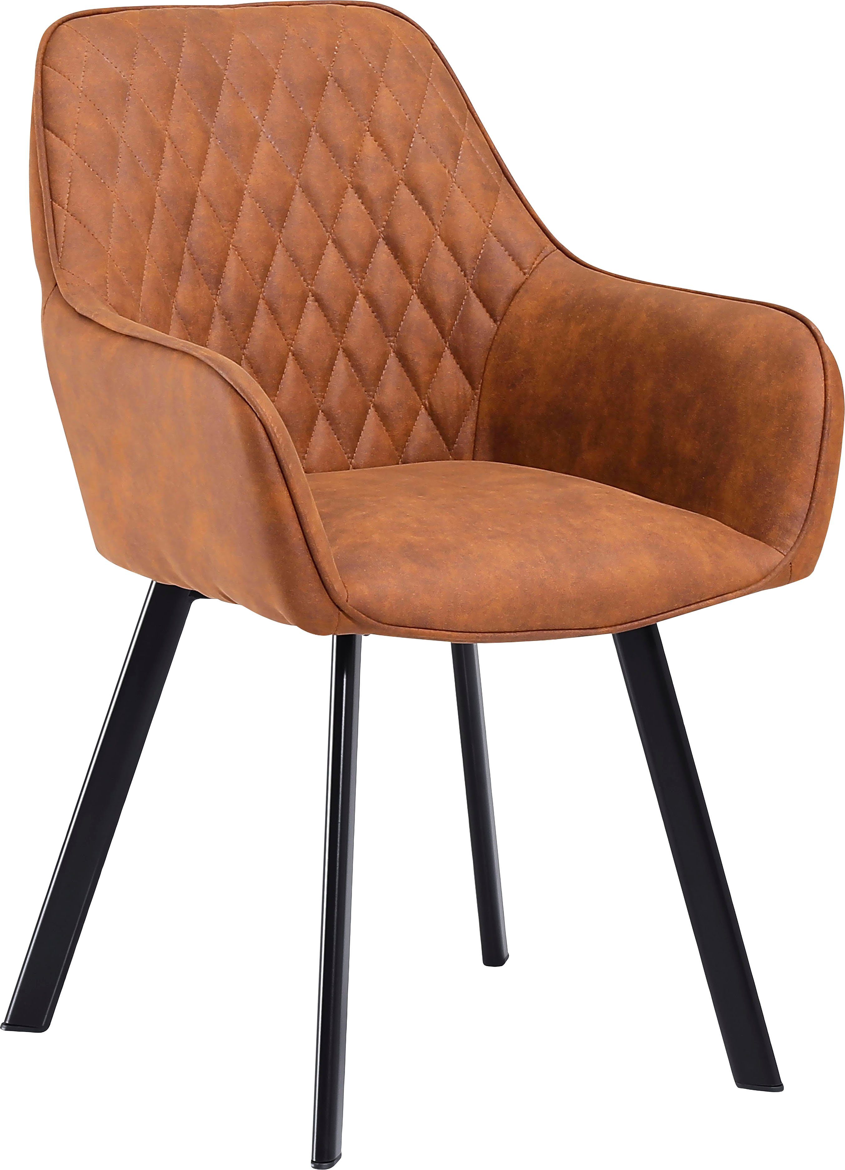 SalesFever Stoel met armleuningen Rugleuning met ruitstiksel (set, 2 stuks)
