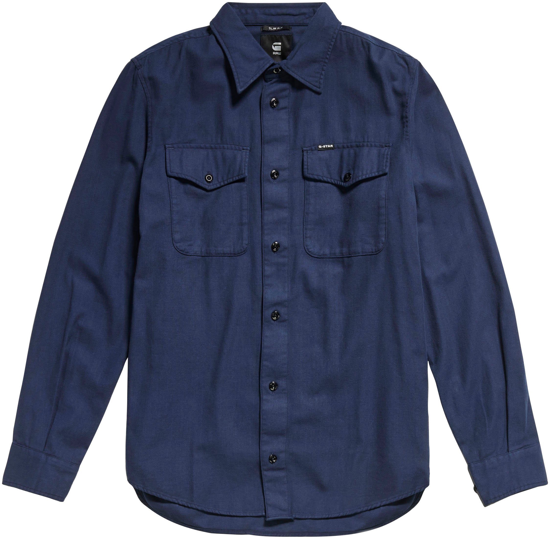 G-Star RAW Jeans overhemd Marine Slim met klepzakken