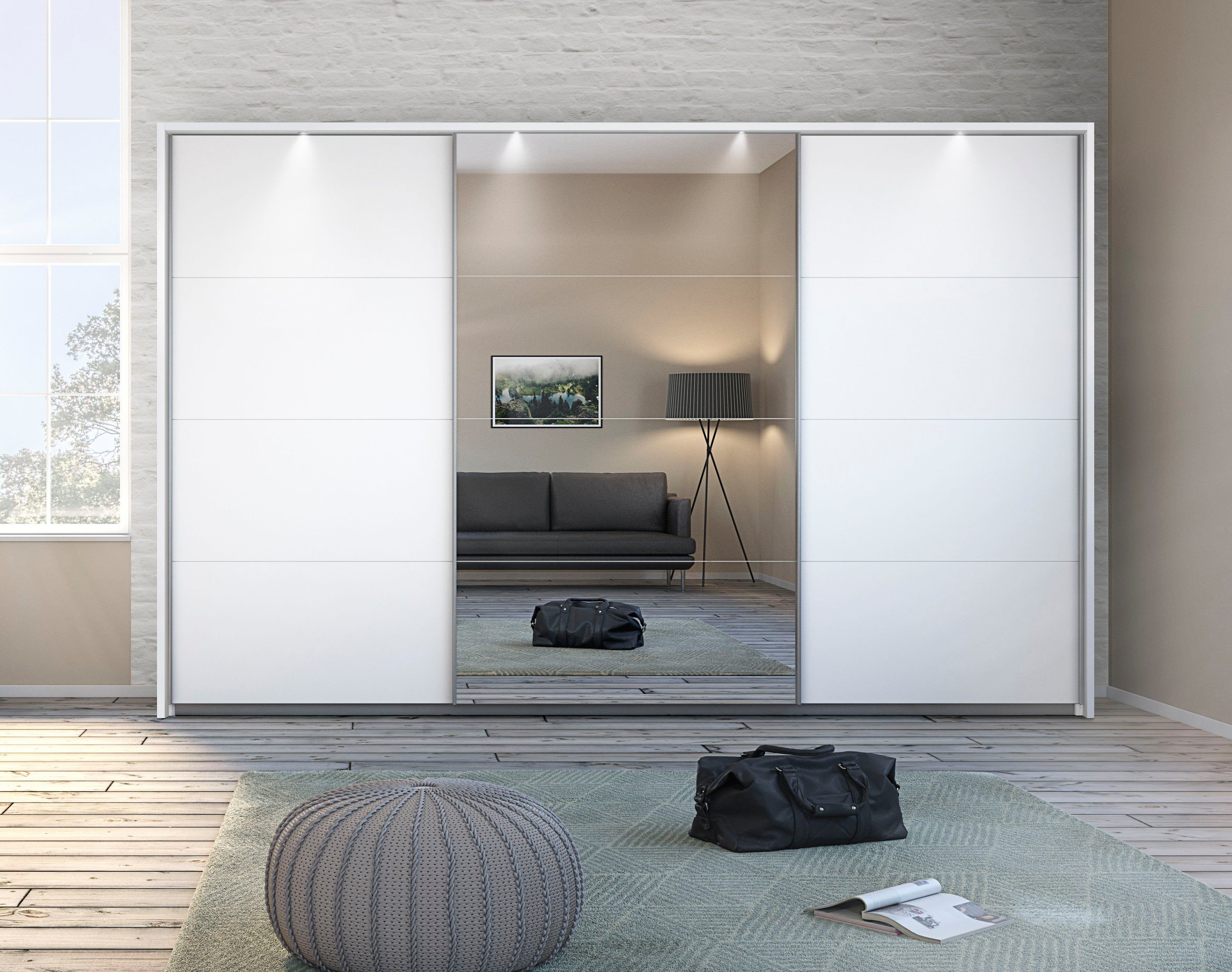 rauch Zweefdeurkast Kledingkast TOMA met passe-partout incl. rek inzet en extra legplanken made in germany zweefdeurkasten maat 368 cm x 233 cm x 64