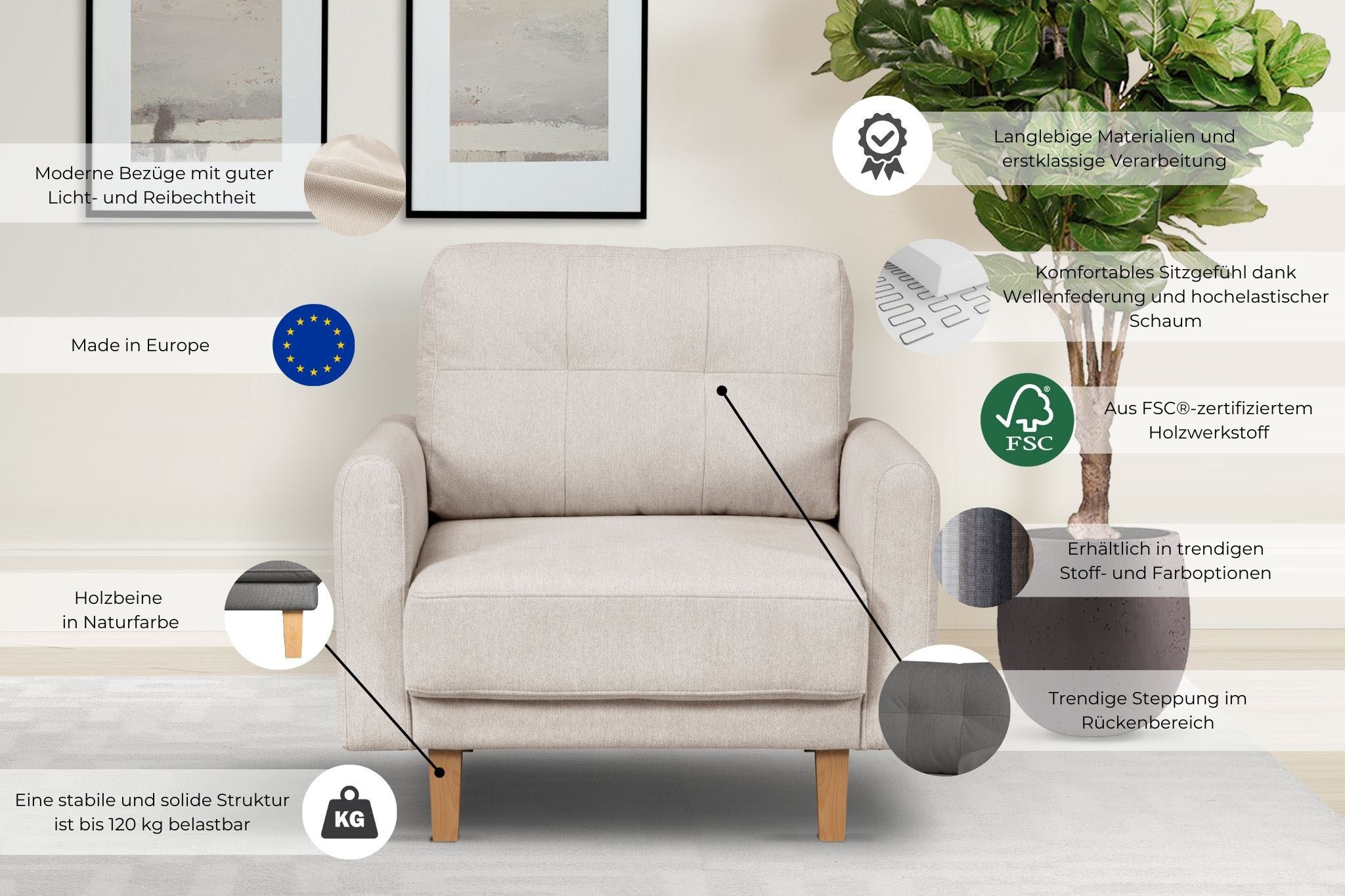 Home affaire Fauteuil TRIPLO relaxstoel met golfondersteuning, afmetingen B/D/H: 95/100/89 cm