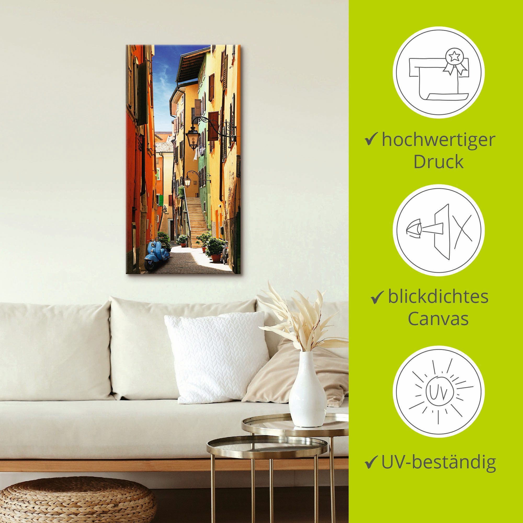 Artland Artprint Altstadtgasse Riva del Garda als artprint op linnen, poster, muursticker in verschillende maten
