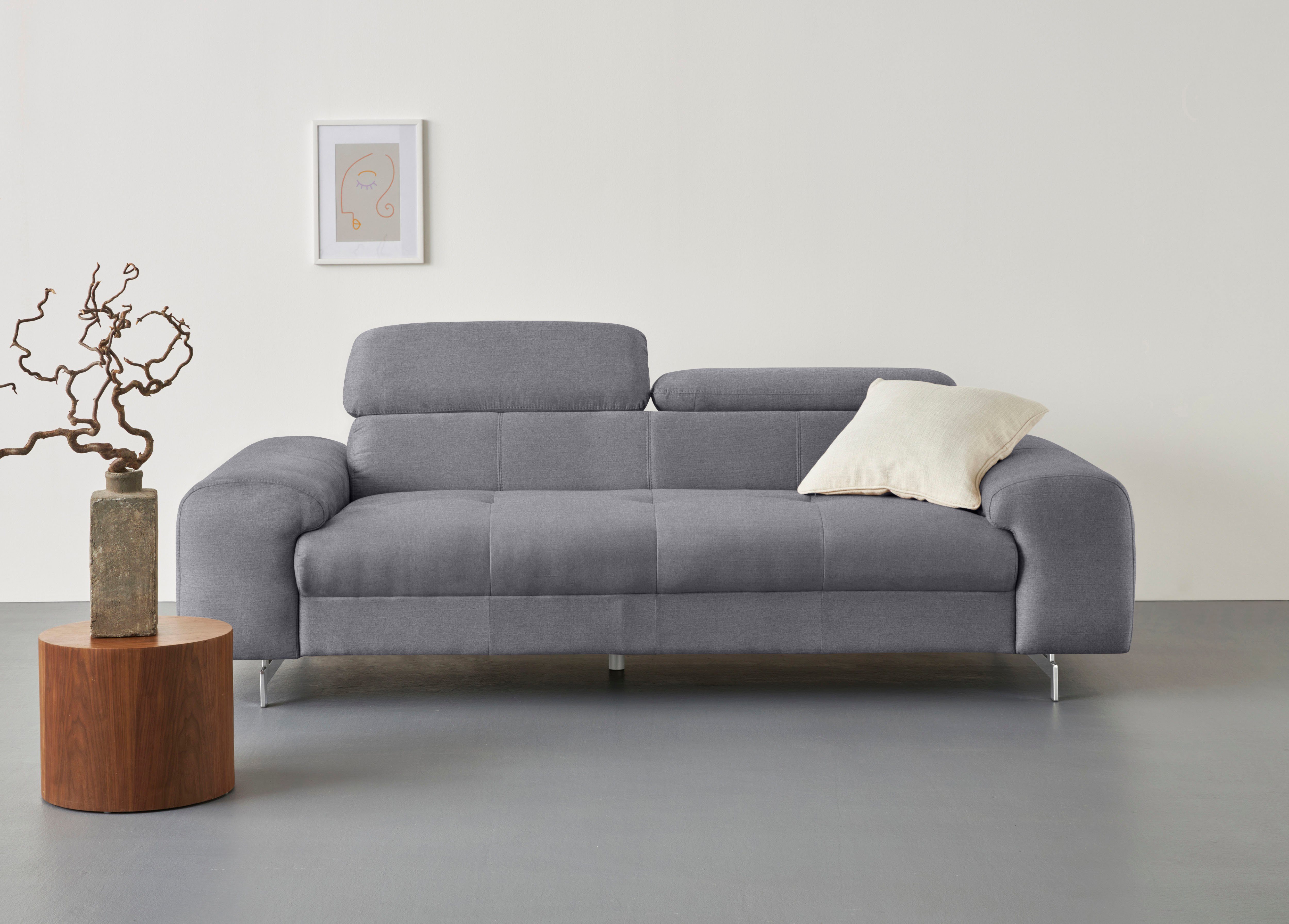COTTA 3-zitsbank Chef Big-sofa met verstelbare rugleuning, elegante metalen poten grijs, 3-zitsbanken, 227 cm
