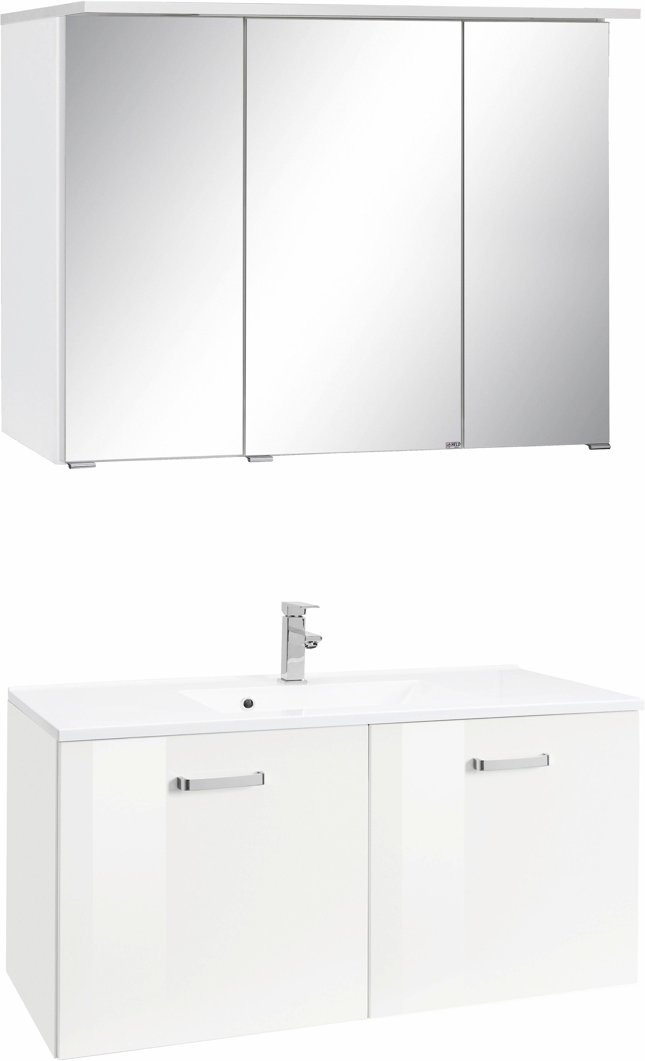 welltime Badkamerserie Ravenna Breedte 100 cm, met gedempte scharnieren (2-delig) badmeubelsets wit