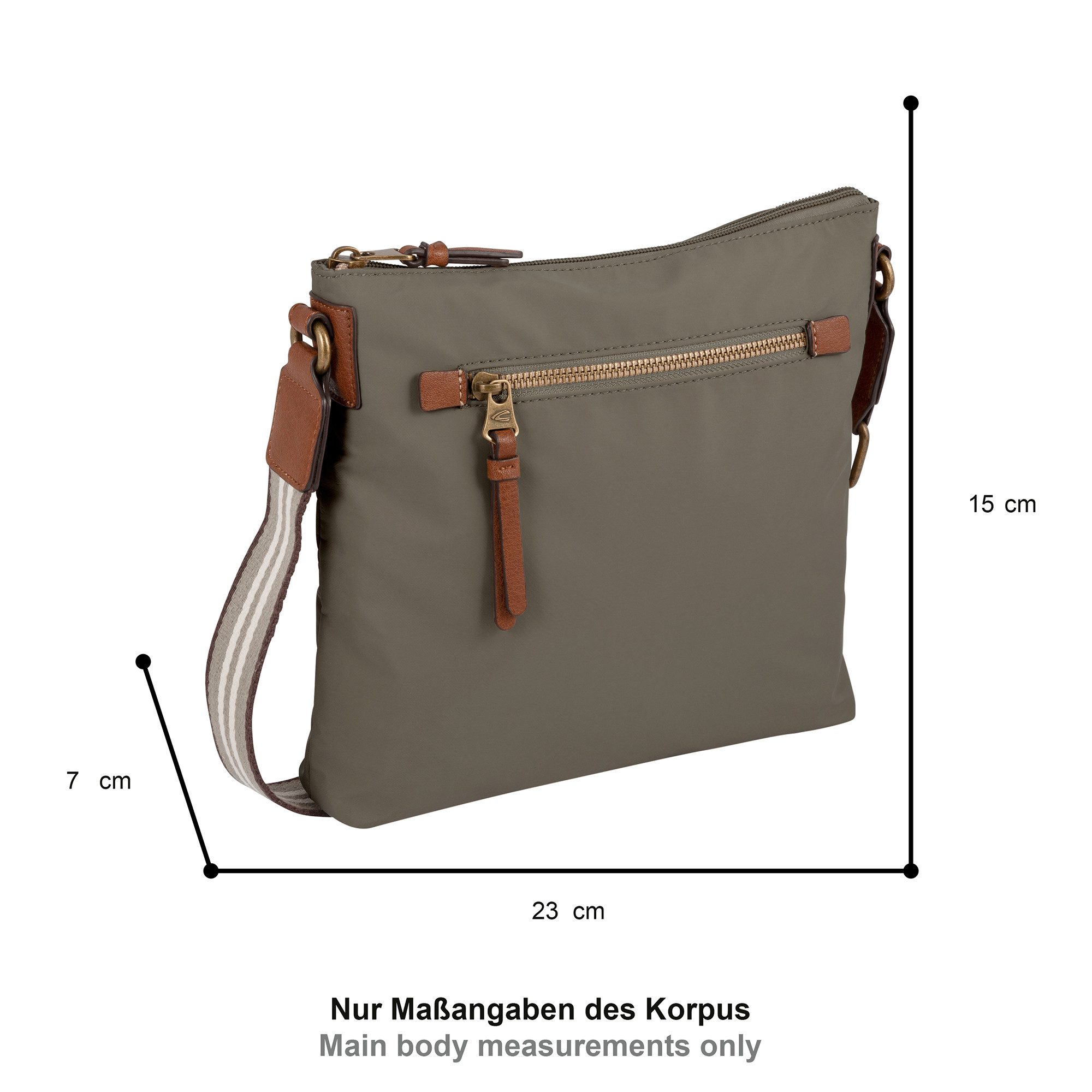 camel active Schoudertas Bari van hoogwaardig mat nylon met gestreept geweven band