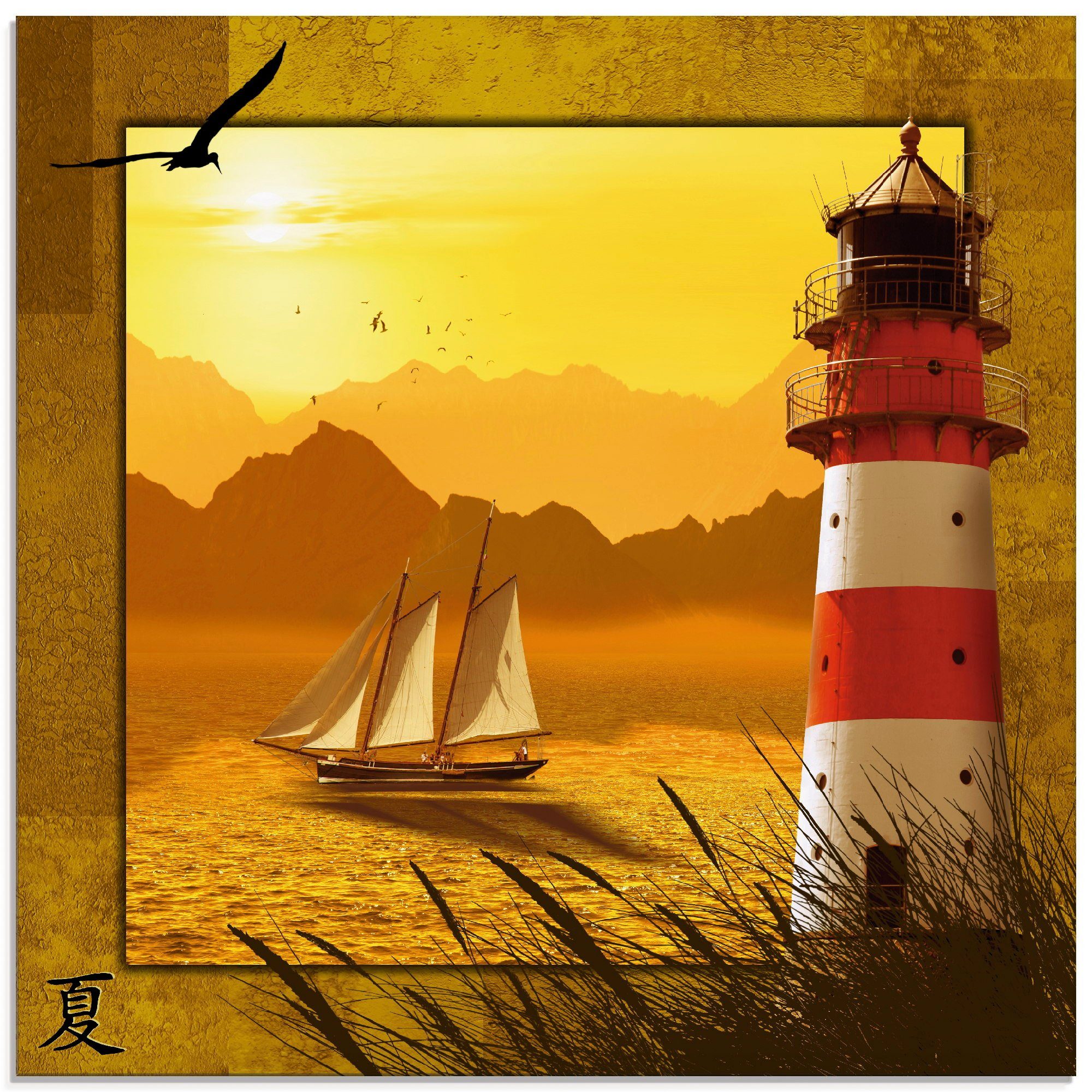 Artland Print op glas Serie vier seizoenen - Zomer glazen artprint geel