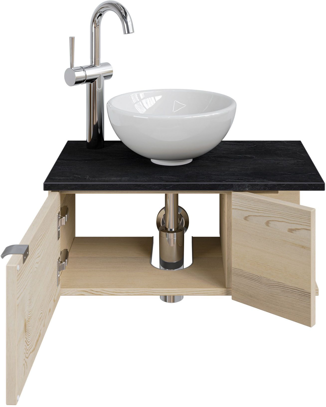 Saphir Wastafelonderkast Serie 6915 wastafel met onderkast voor gastenbadkamer, tweede toilet (3-delig)