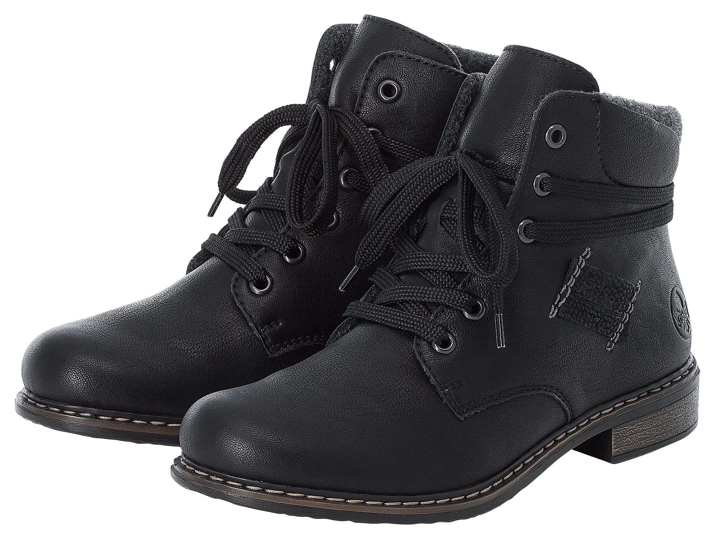 Rieker Veterlaarsjes veterschoenen, blokhak, met gevoerde schachtafsluiting
