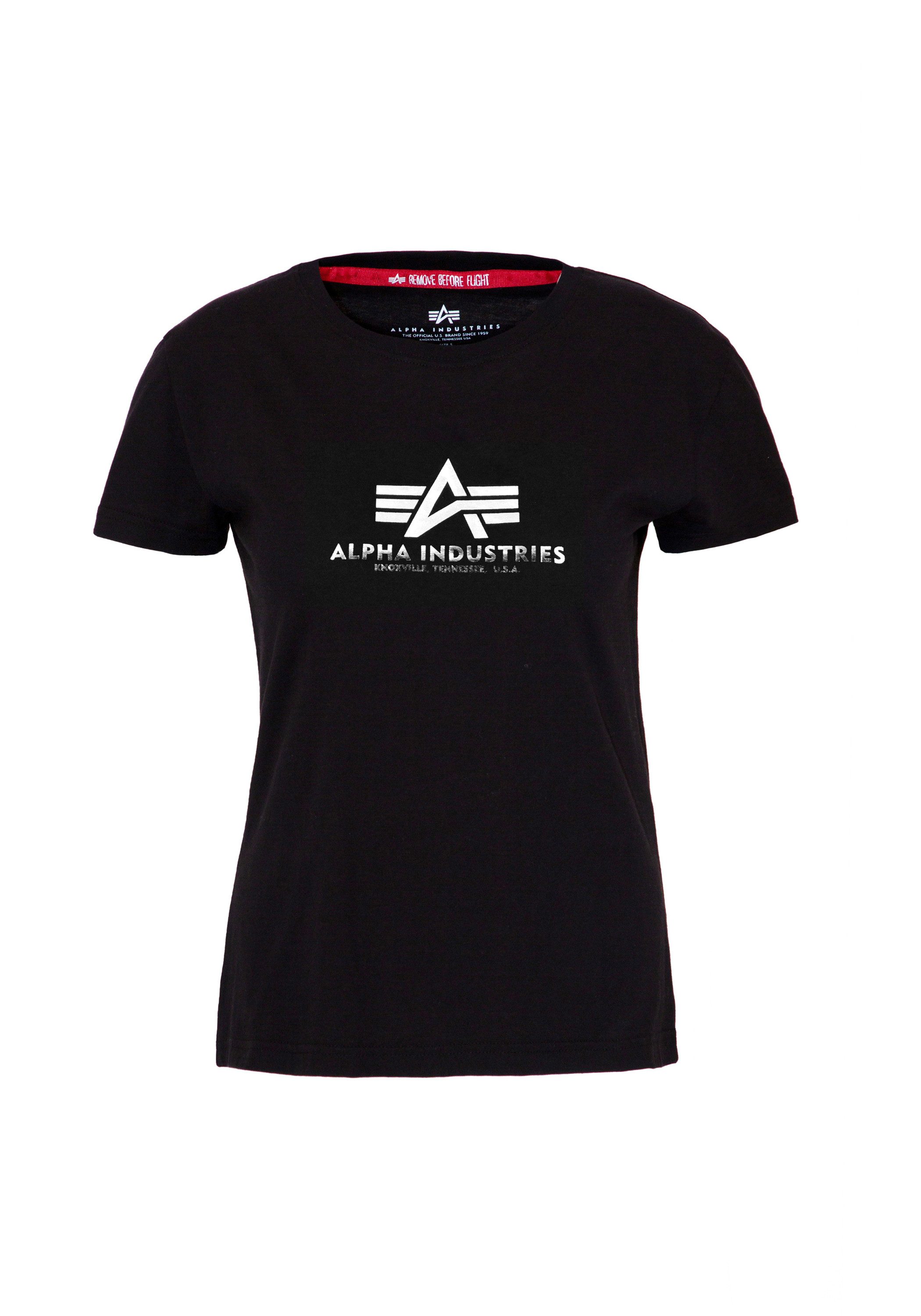 Alpha Industries T-shirt Alpha Industries Wmn - T-Shirts New Basic T Wmn Foil Print dames shirts maat XS zwart