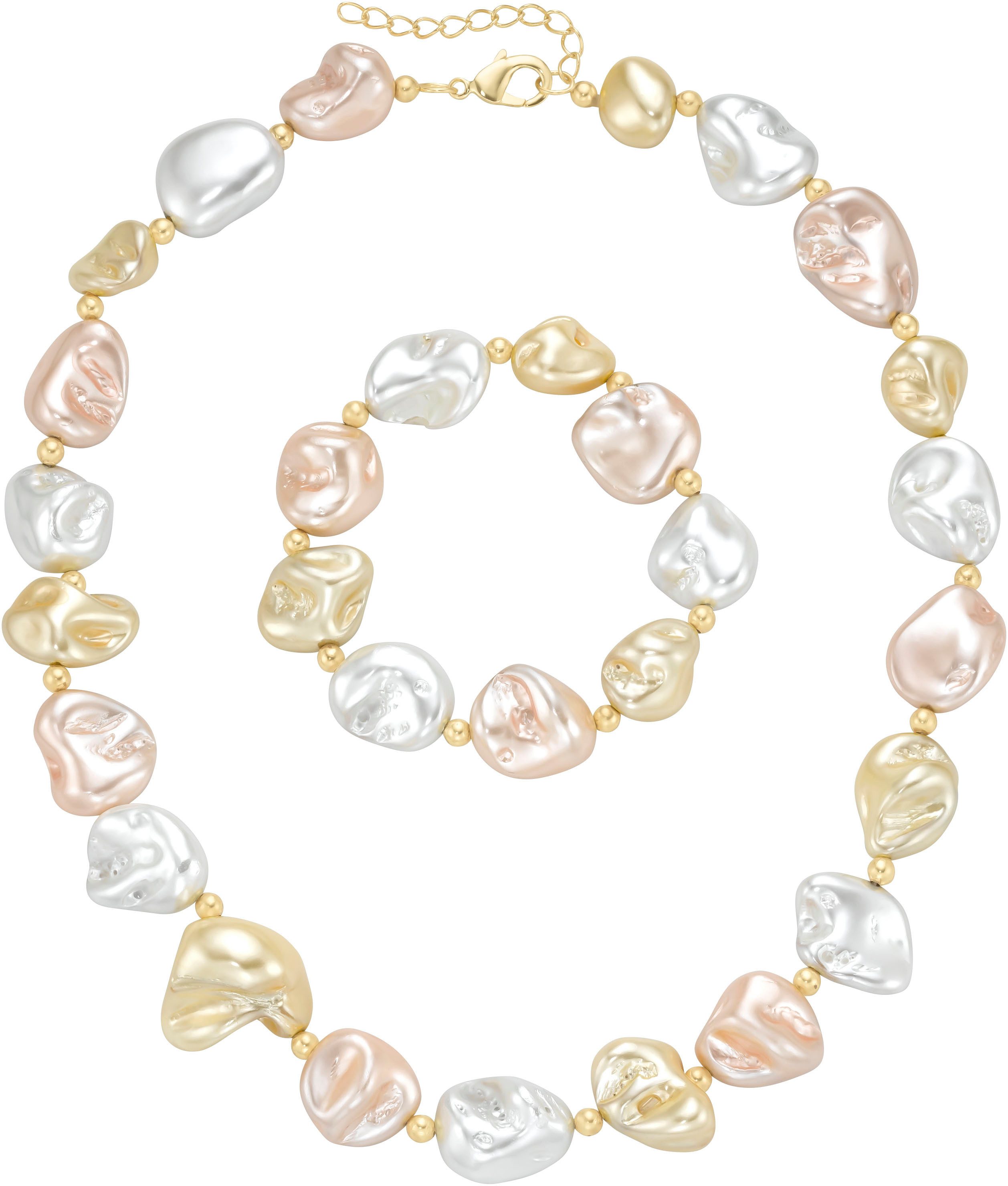 Firetti Kettingen- en armbandset Multipack sieraden cadeau parelarmband parelketting barok kralen (set, 2-delig)