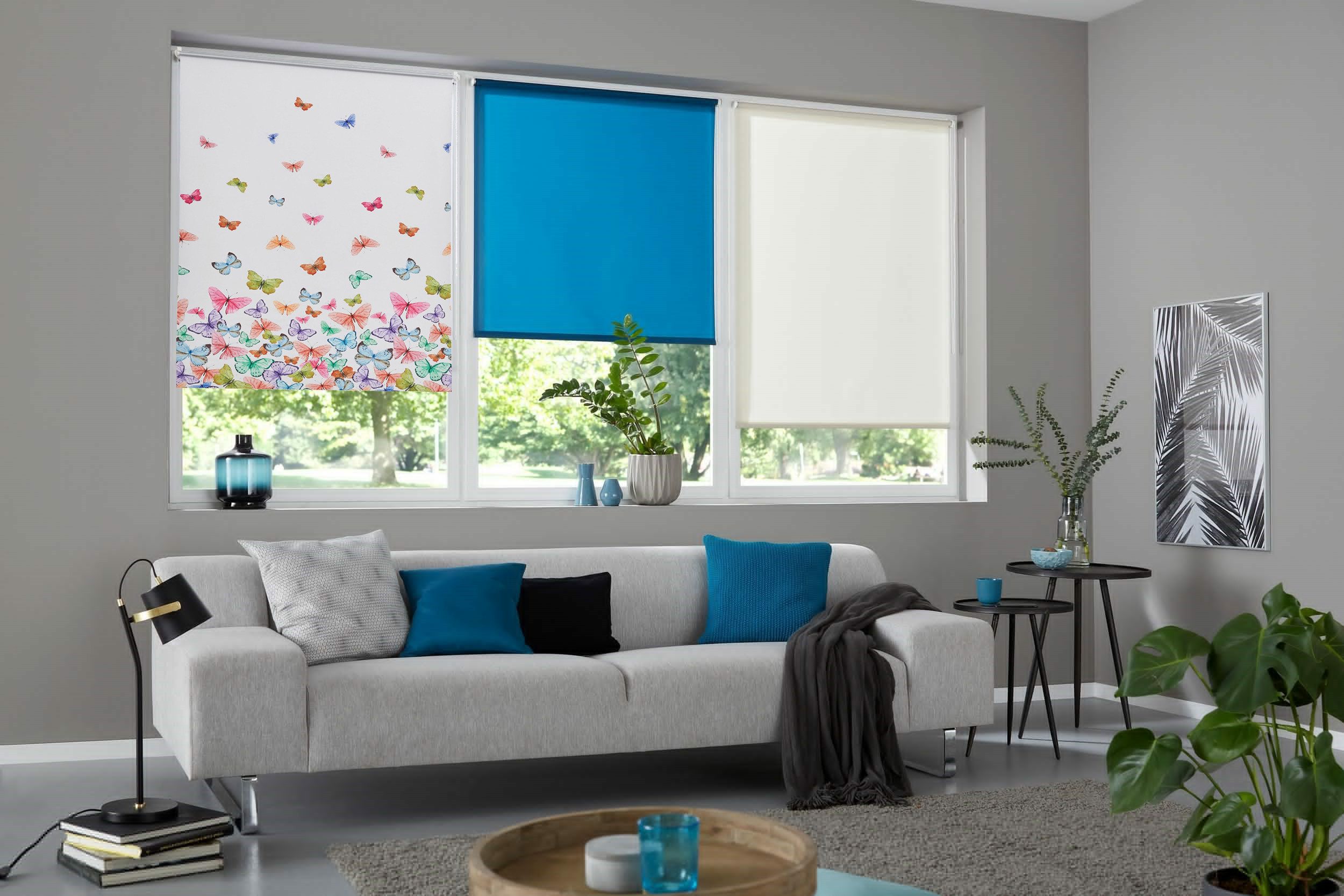 Home affaire Rolgordijn met zijbediening Butterfly Hittebescherming, vlinders, multicolour, gedessineerd, klemsteun (1 stuk)
