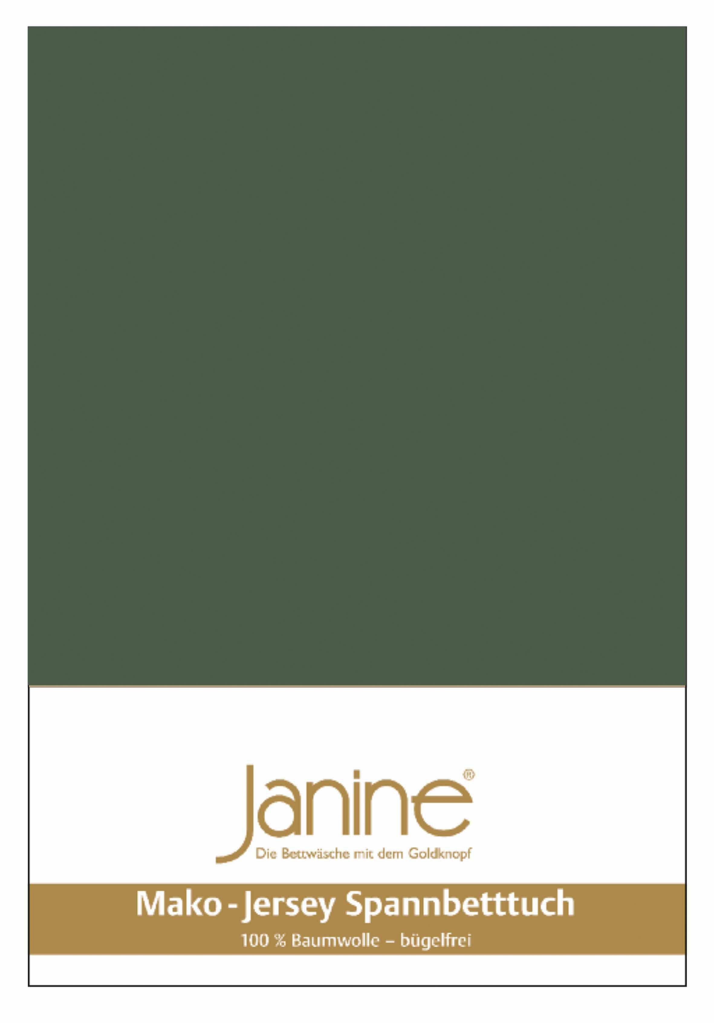 Janine Hoeslaken MAKO-FEINJERSEY 5007 gemaakt van 100% katoen, voor matrassen tot 26 cm hoog (1 stuk) hoeslakens maat 90-100 cm x 190-200 cm groen