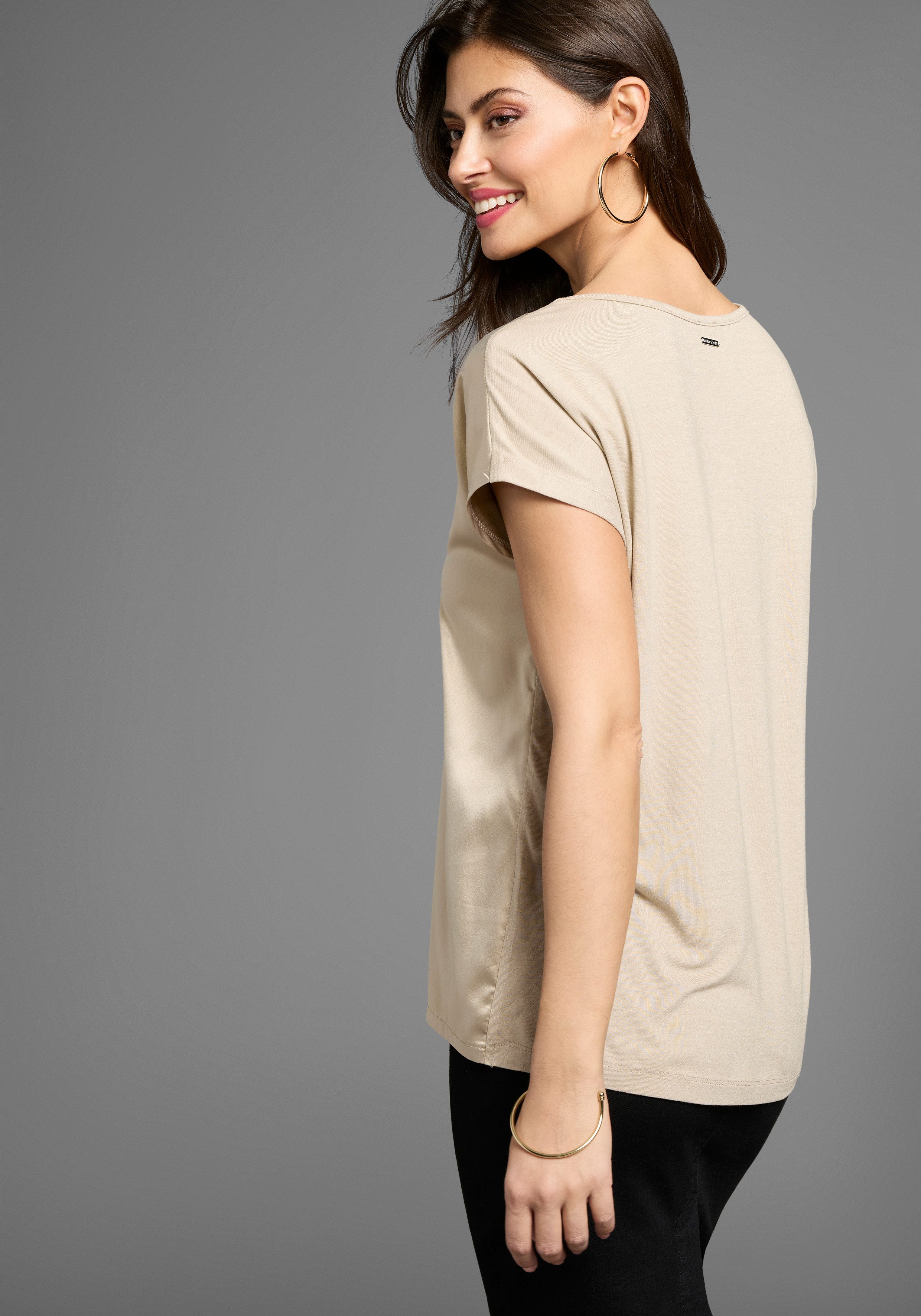 Laura Scott Shirtblouse met kant en materiaalmix - nieuwe collectie