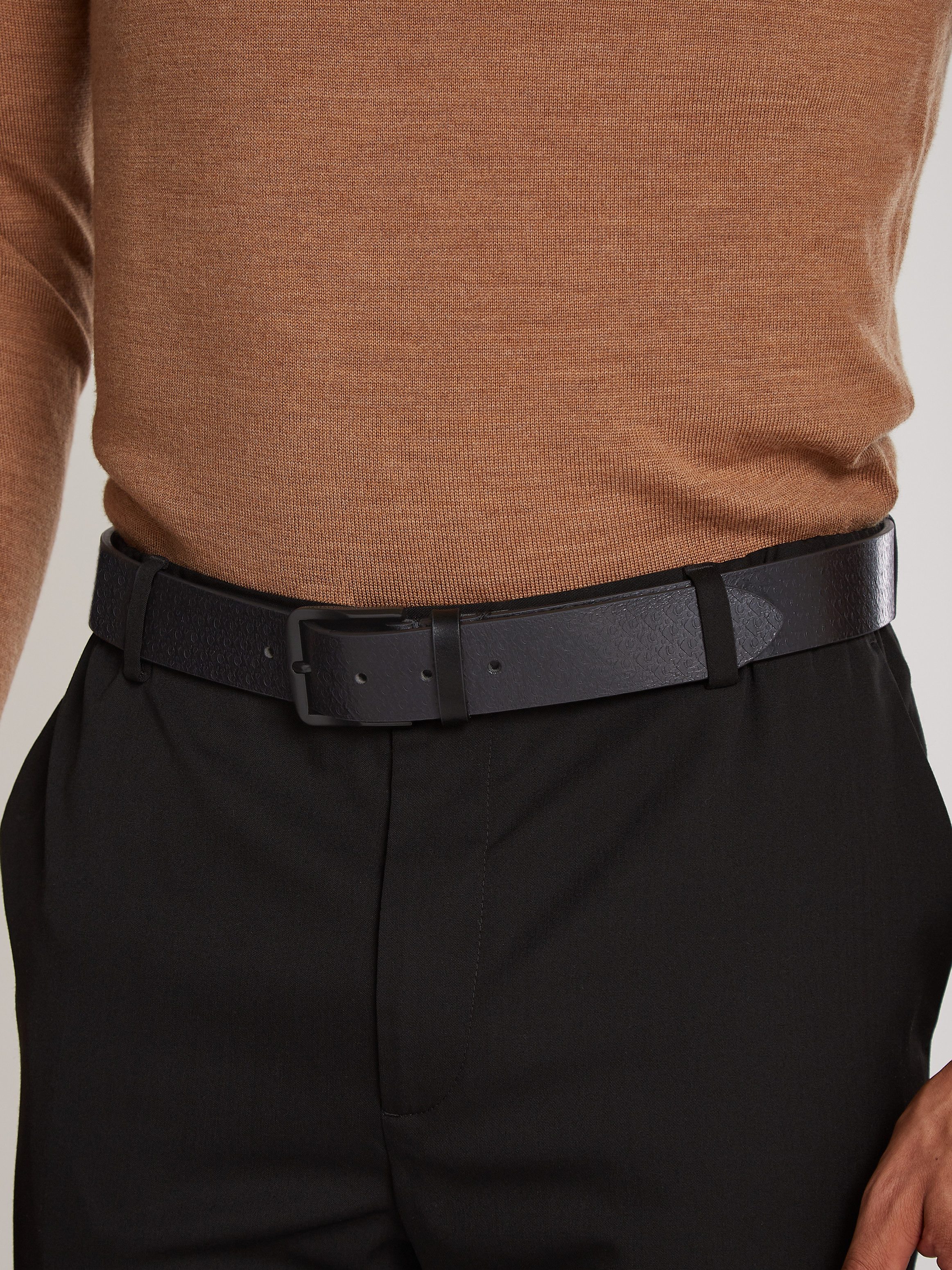 Calvin Klein Leren riem CLASSIC FLAT LTHR BELT 35MM AOP