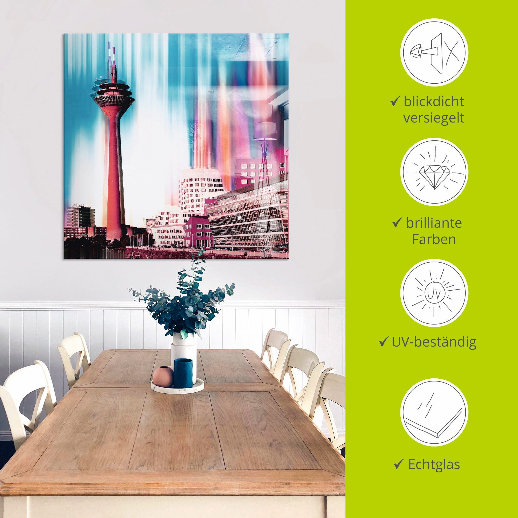 Artland Print op glas Düsseldorf skyline collage I