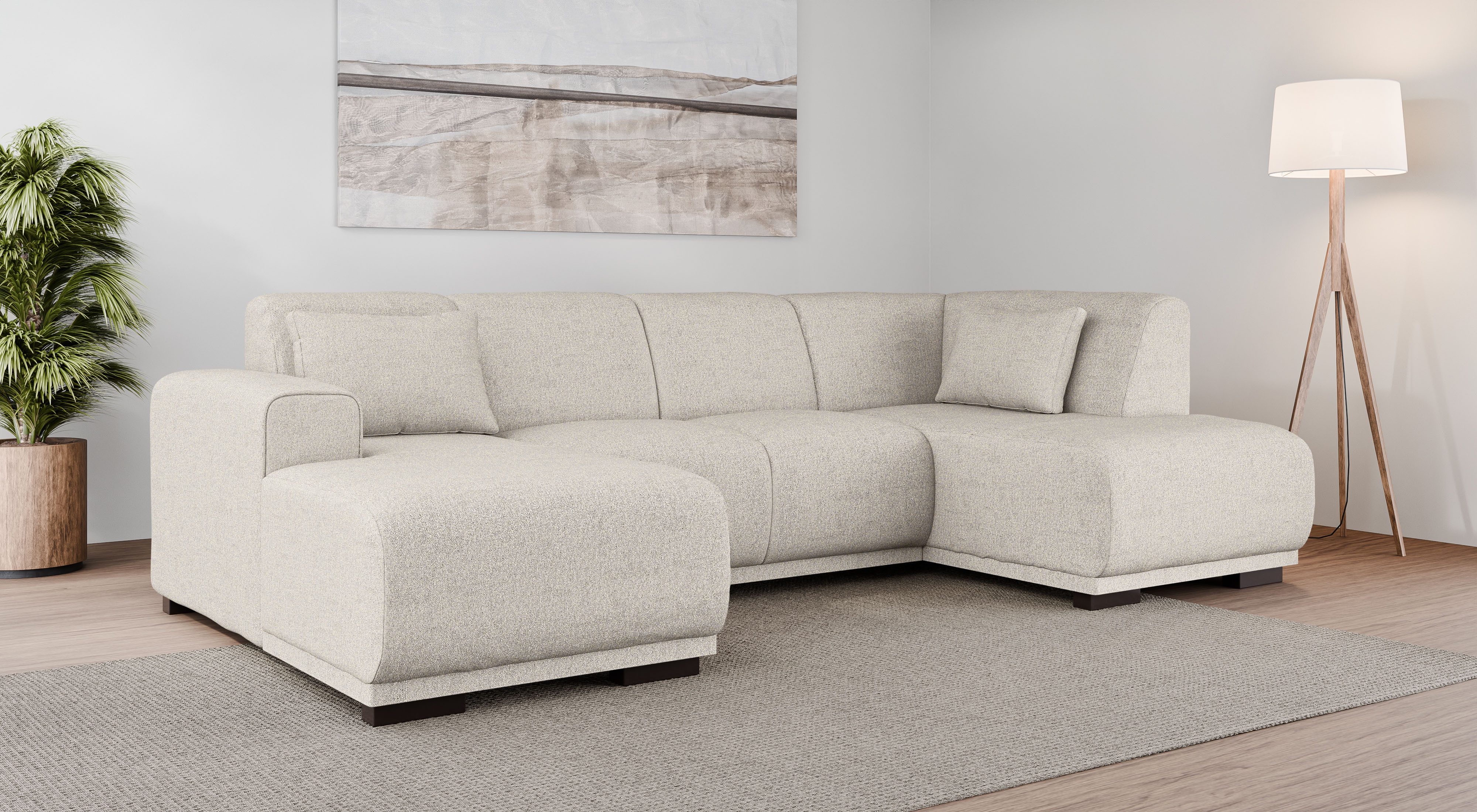 Home affaire Zithoek BORNHOLM U-vorm met chaise longue rechts/links, B/D/H: 300/162/85 cm U-vorm met golvende ondervering, chaise longue rechts of