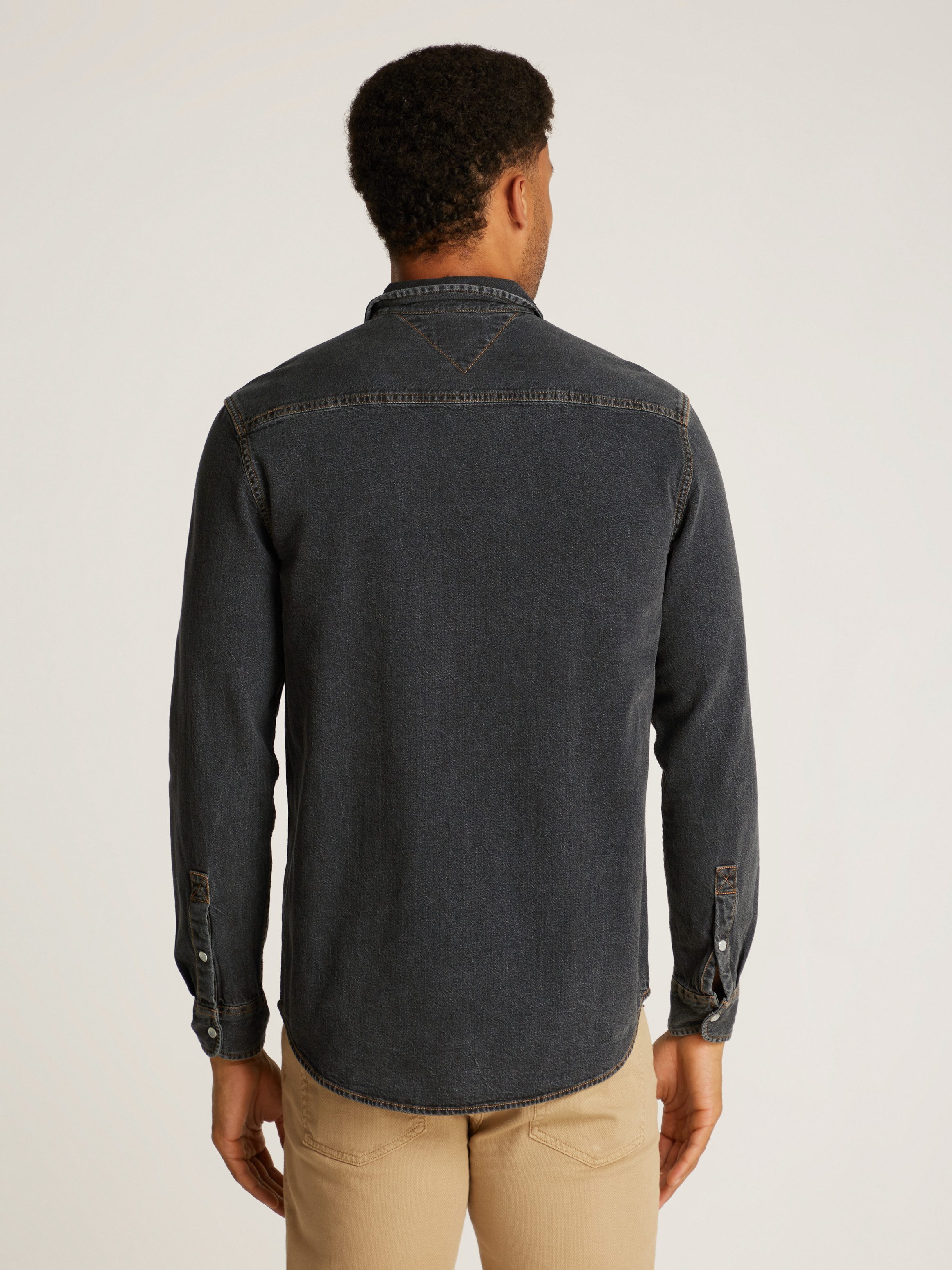 TOMMY Jeans overhemd RGLR FIT SHIRT WASHED BLACK