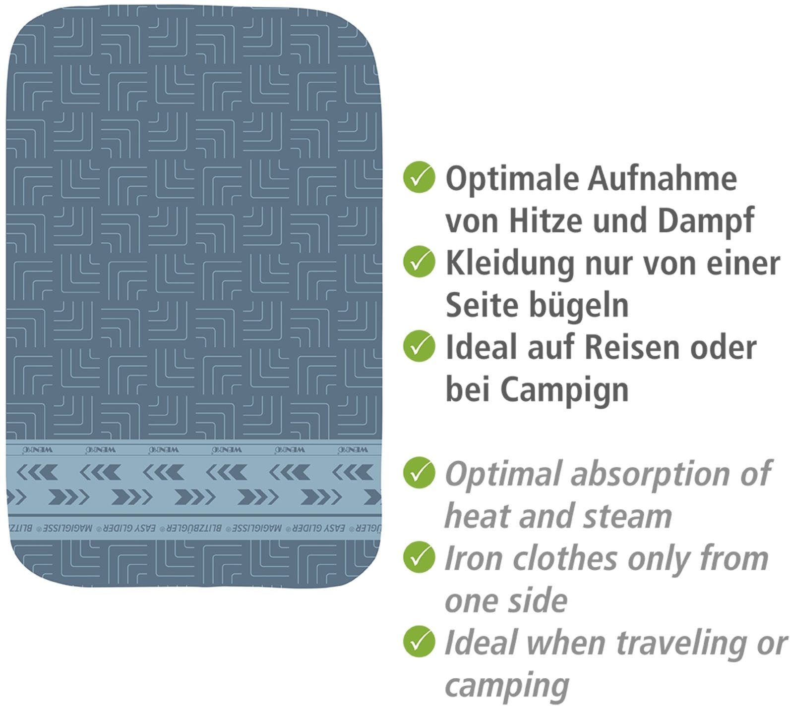 WENKO Perslap Model Air Comfort Strijkdeken voor de tafel, 5-laags, met blitzstrijkzone