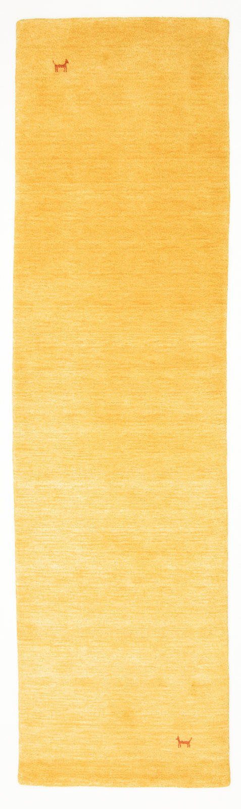 morgenland Loper GABBEH ASTERIA Scheerwol, uni diermotief lopers maat 80x300 cm goud(kleur)