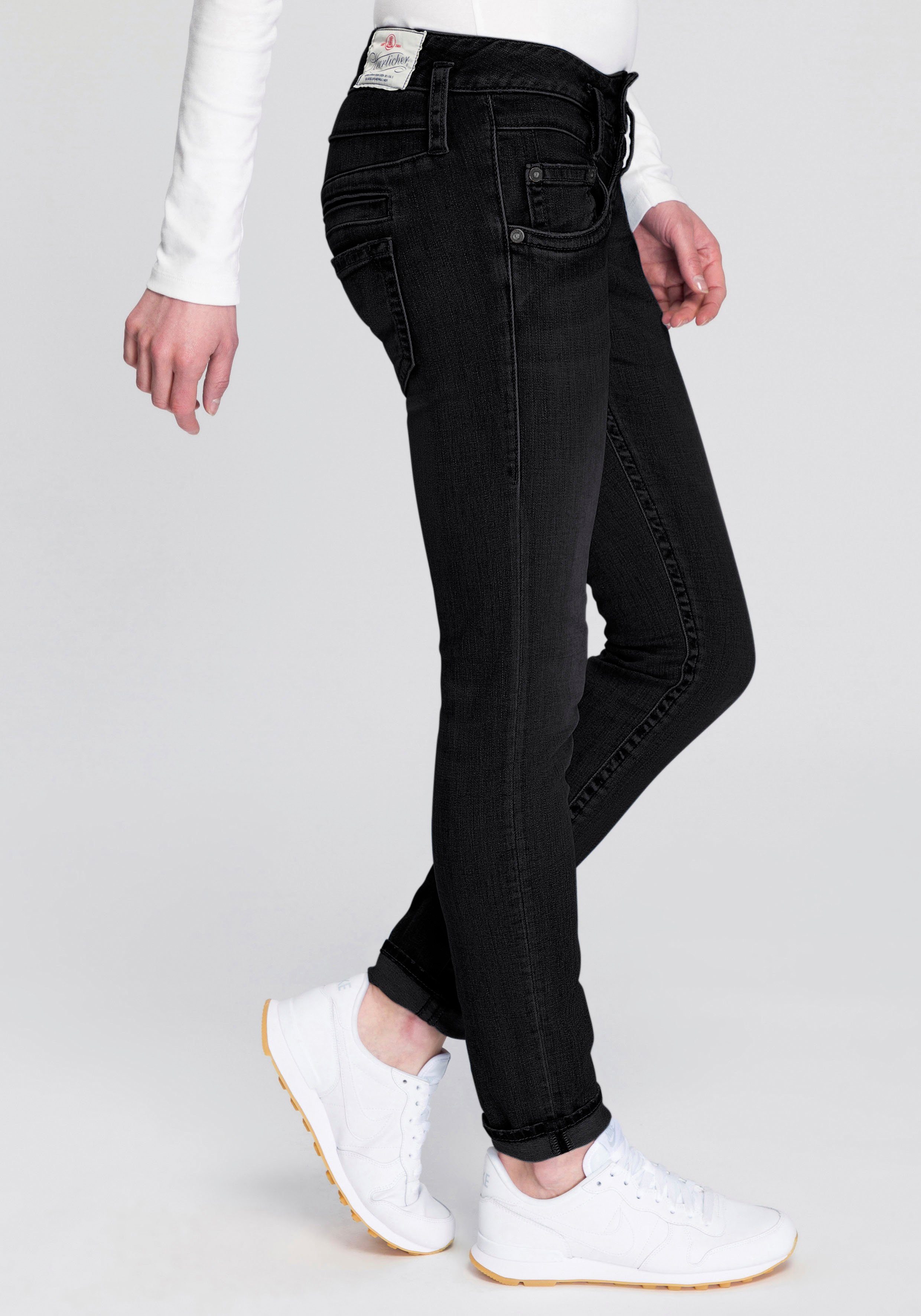 Herrlicher Skinny jeans PITCH SLIM REUSED DENIM Low waist met licht push-upeffect