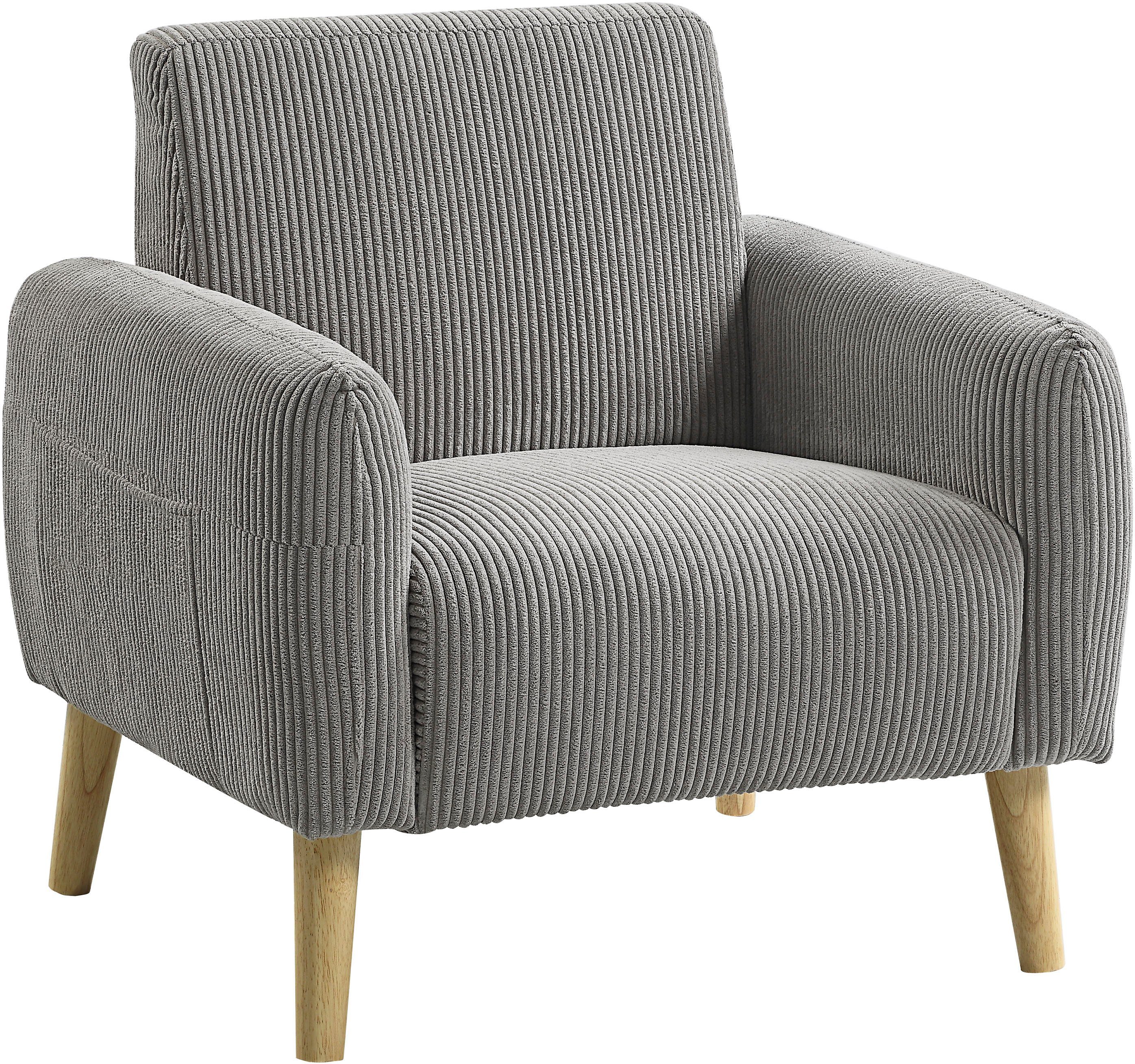 ATLANTIC home collection Fauteuil Moby met binnenvering, kleine zak en moderne ribfluwelen bekleding