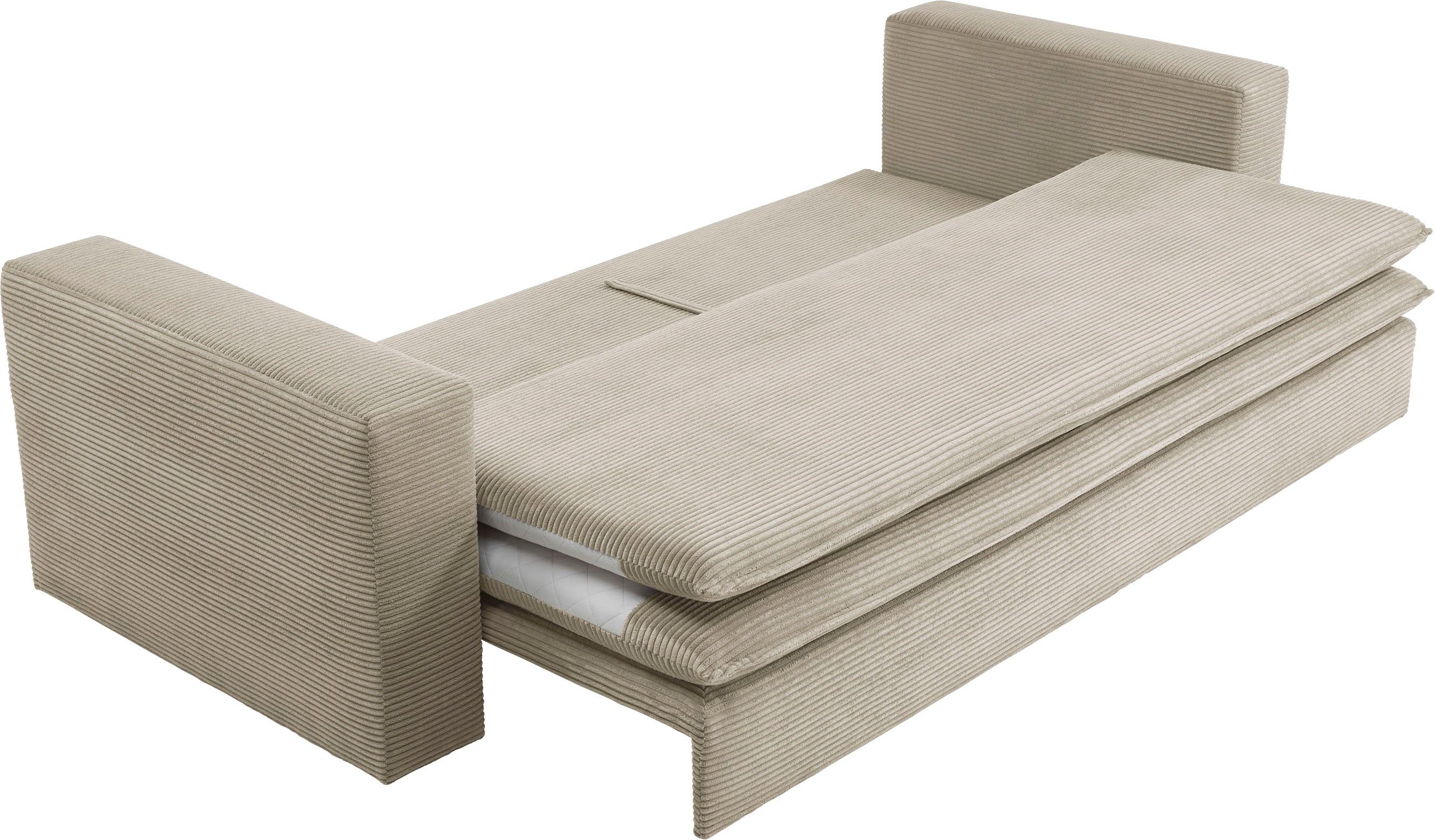 Places of Style 3-zitsbank PIAGGE Cord-bekleding - met slaapfunctie en bedkist, met praktische topmatras
