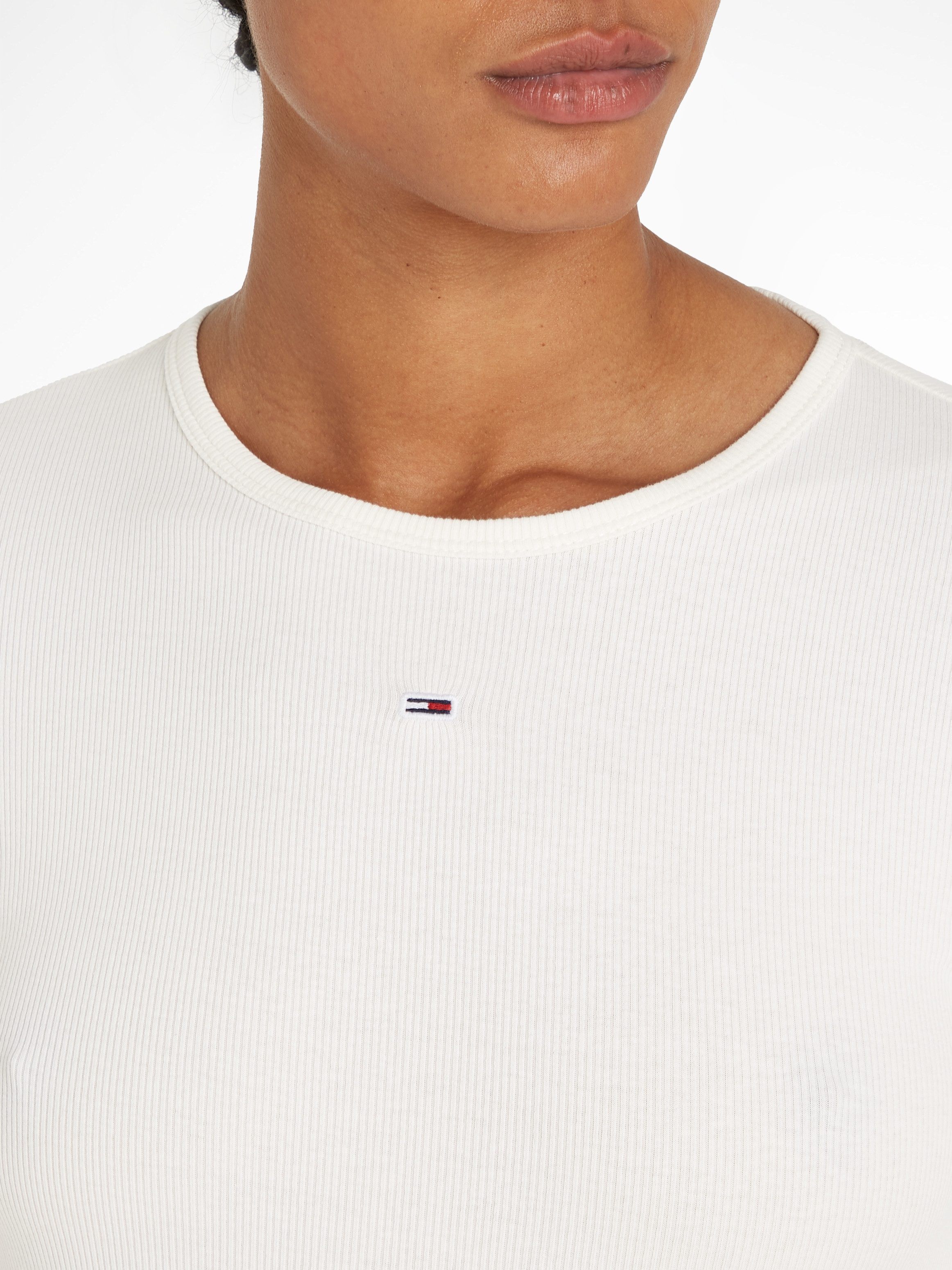 TOMMY JEANS Shirt met lange mouwen Slim Essential Rib Longsleeve Rippshirt