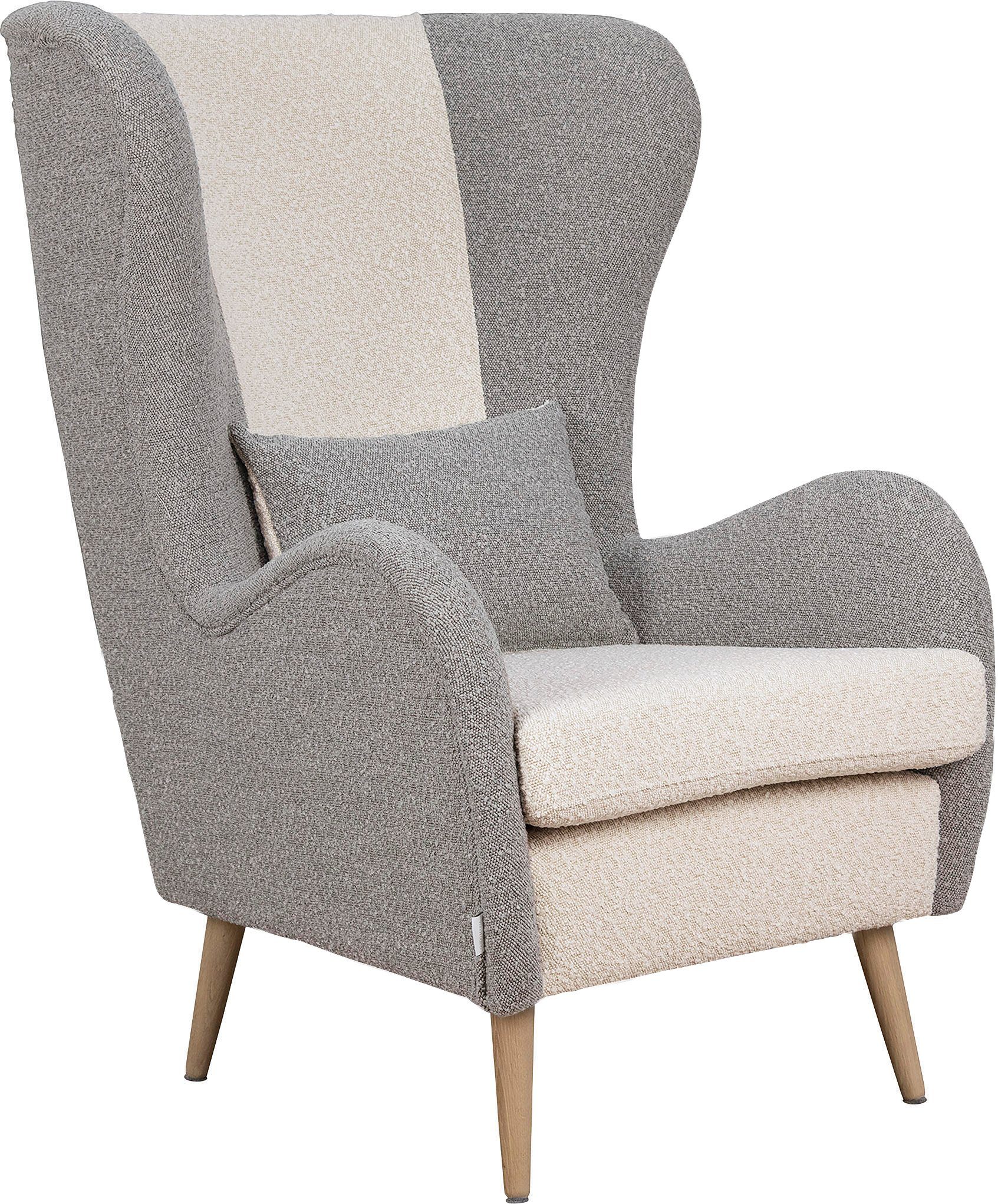 Guido Maria Kretschmer Home&Living Fauteuil Salla bekleding bouclé of fijne structuur, oorschelp fauteuil naar keuze met of zonder hocker, grote fauteuil: afm. bxdxh: 78x94x118cm