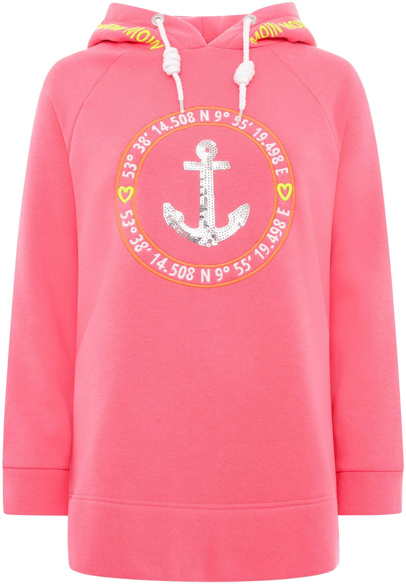 Zwillingsherz Hoodie met anker-motief en "moin"-opdruk