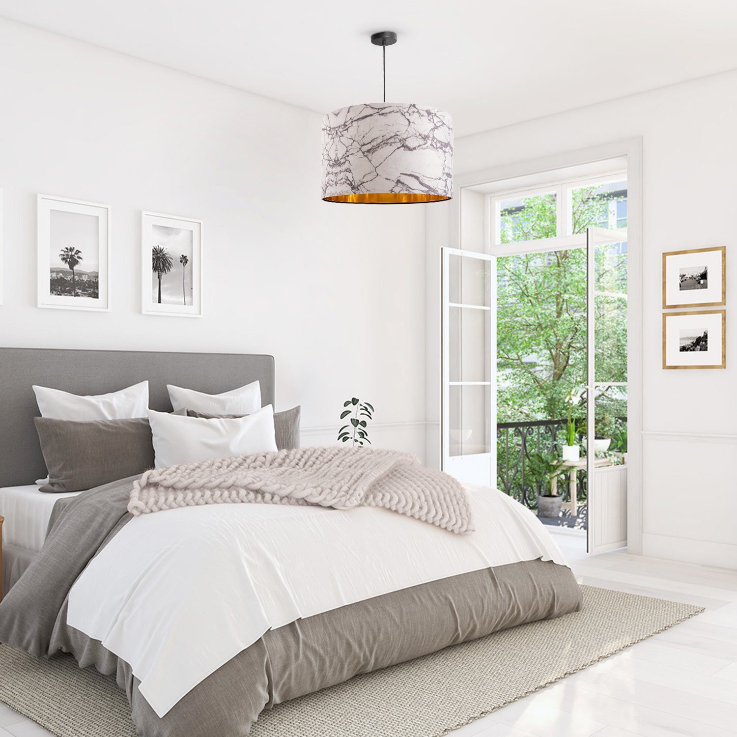 Paco Home Hanglamp Kracht 525 Plafondlamp woonkamer hanglamp eetkamer marmer wit E27