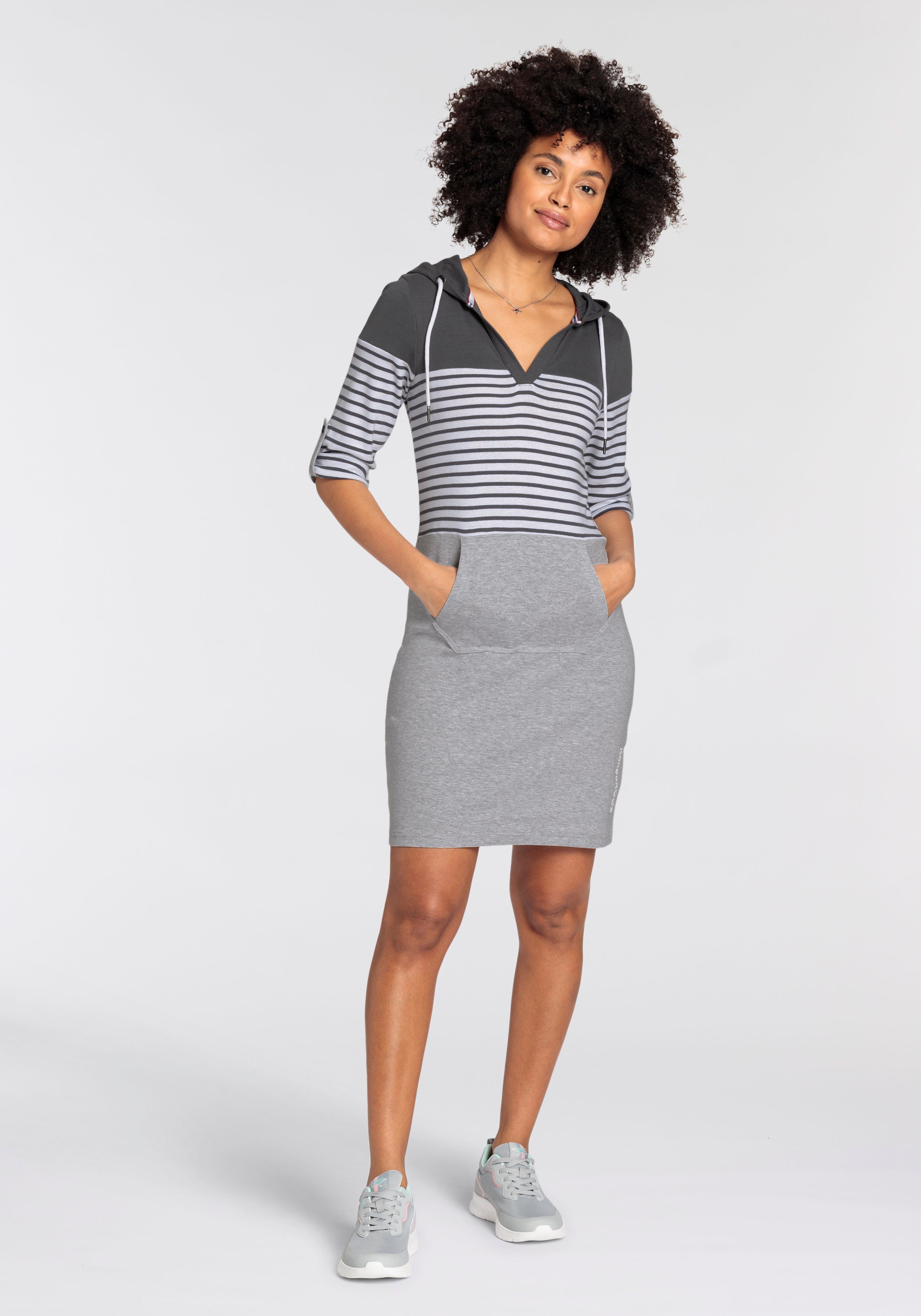 KangaROOS Jerseyjurk korte jurk, casual look, van ribbreiwerk