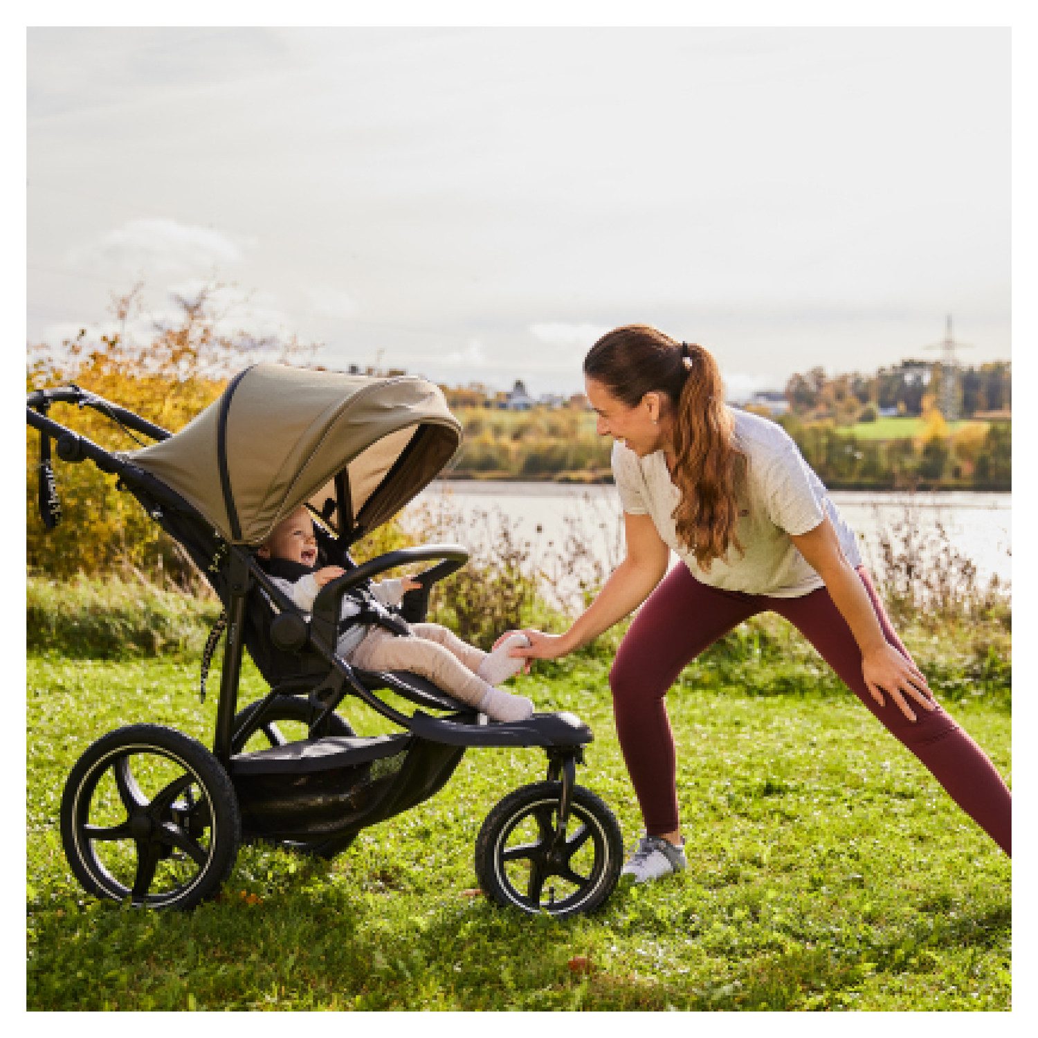 Hauck Kinderwagen met drie wielen Runner 3, Jungle Green met xxl-luchtwielen en handrem, tot 22 kg belastbaar