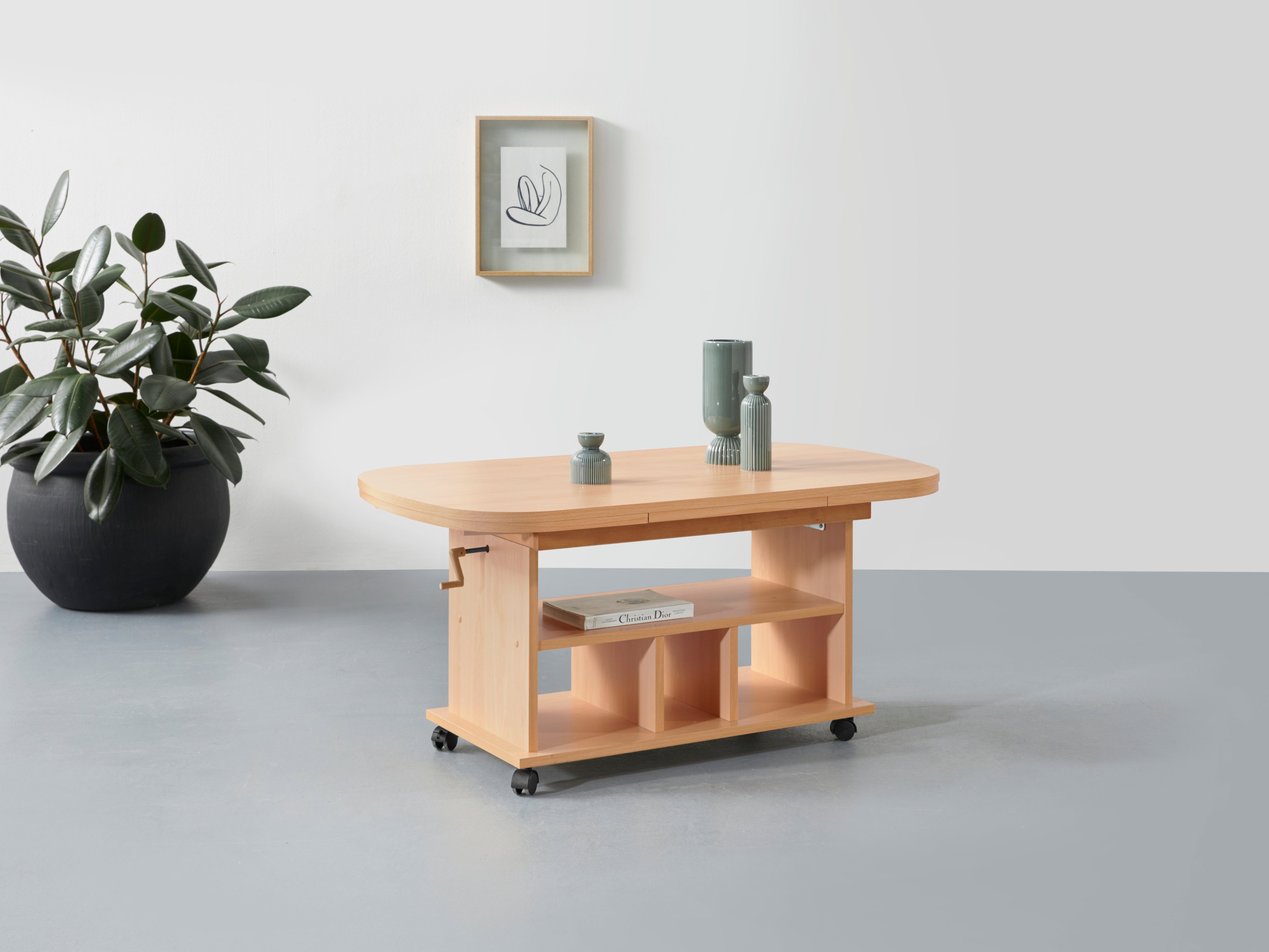 HELA Salontafel op wieltjes, in hoogte verstelbaar en uittrekbaar