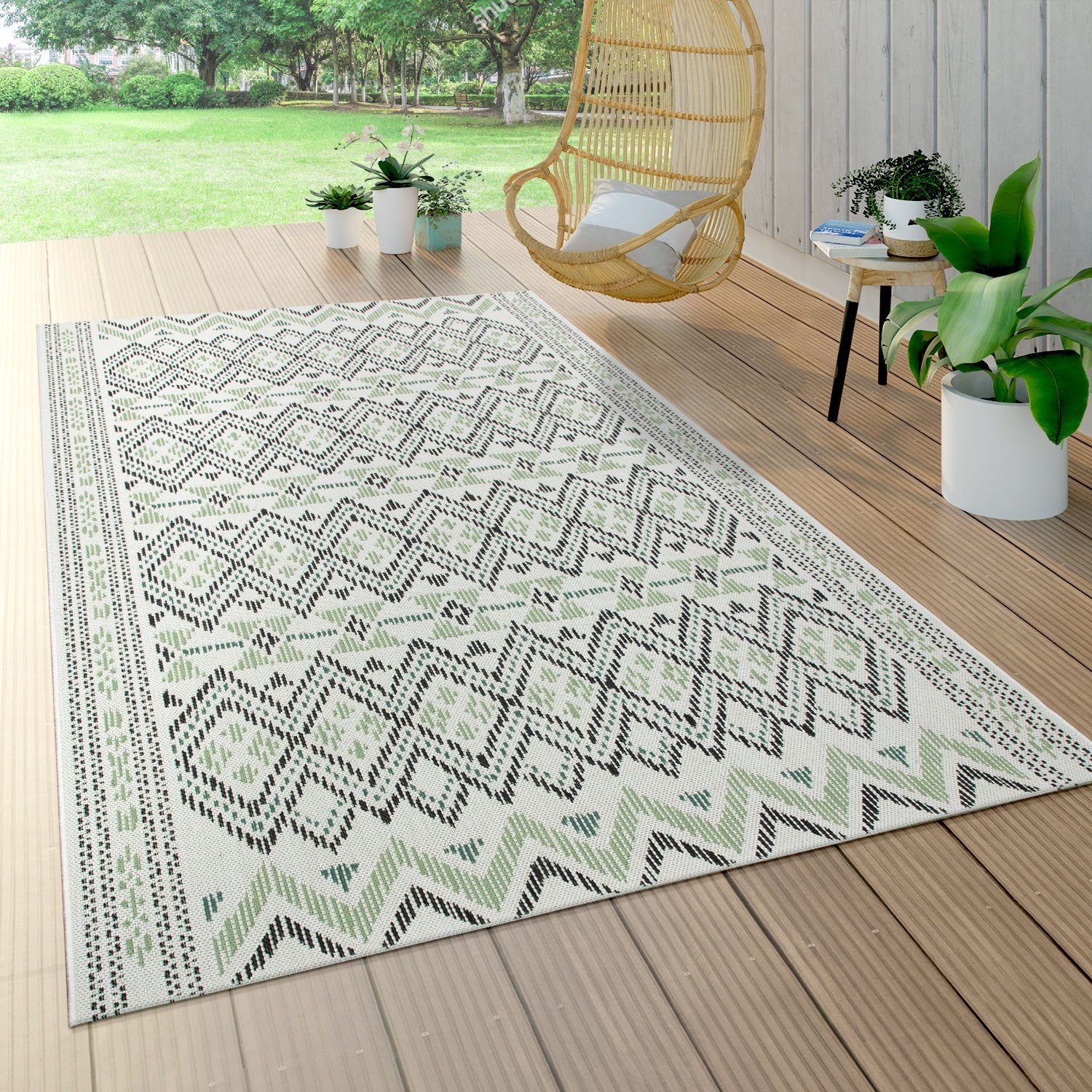 Paco Home Vloerkleed Ostende 543 Platweefsel, ruitenmotief, met randdessin, geschikt voor binnen en buiten