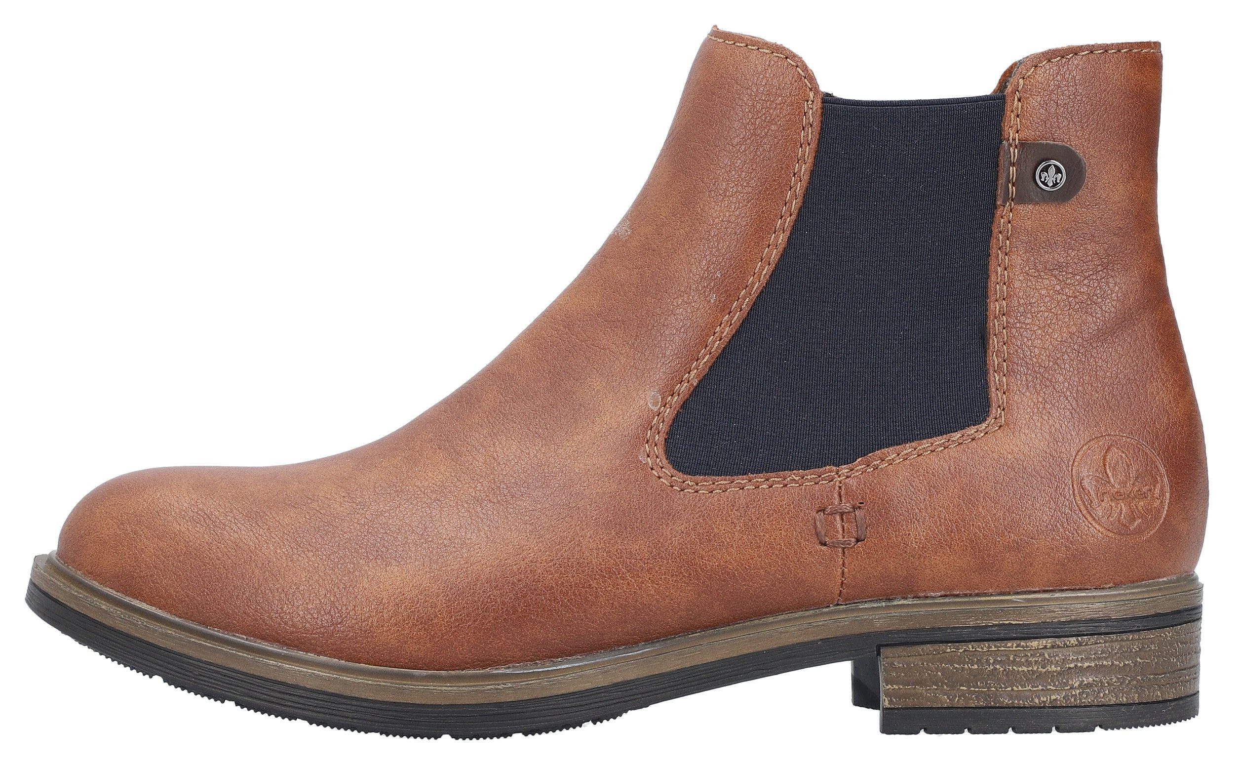 Rieker Chelsea-boots , instappers, enkellaars, blokhak, met verwarmende textielvoering