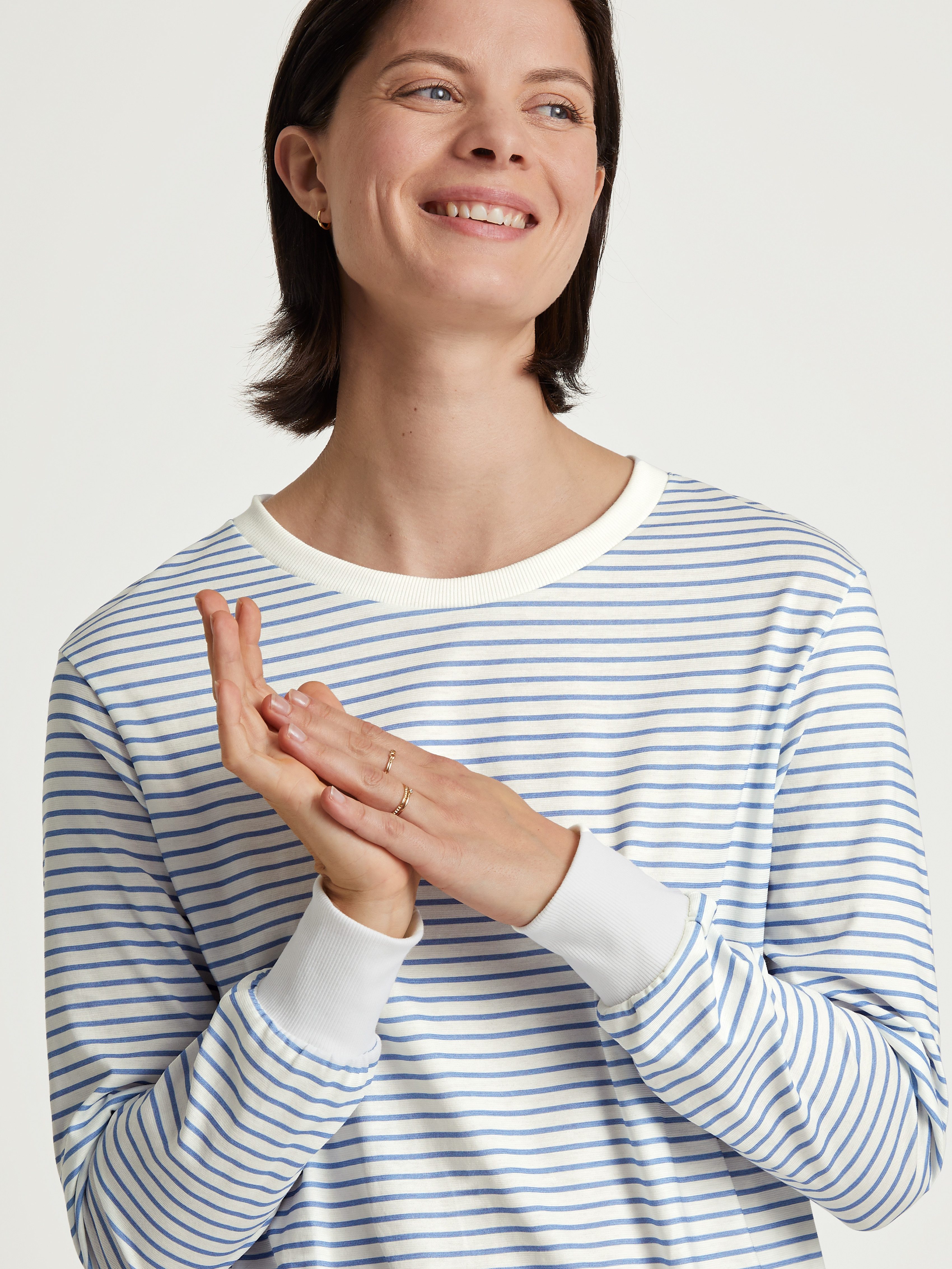 CALIDA Nachthemd Cotton Stripes met zachte boorden aan de mouwafsluitingen