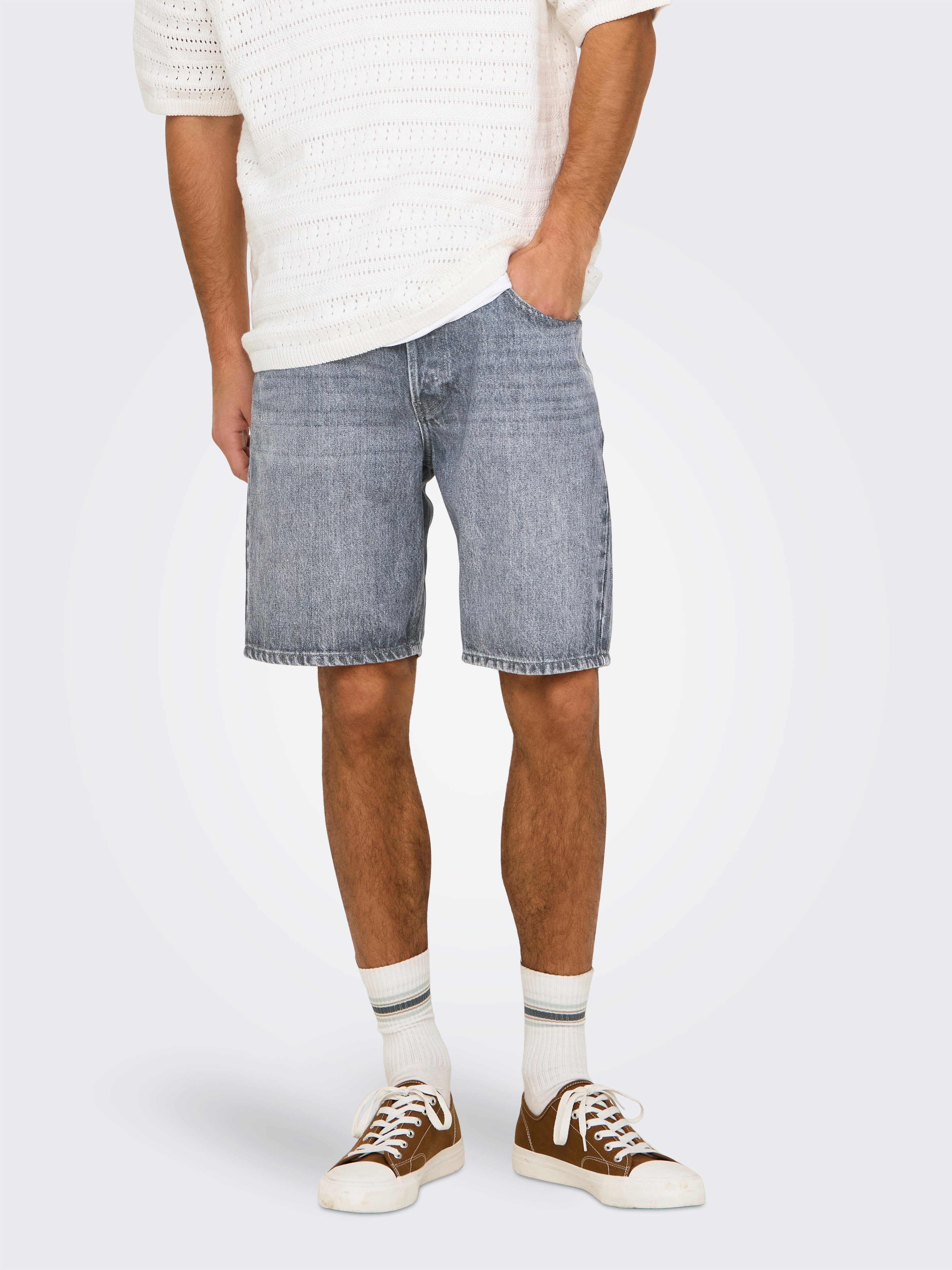 ONLY & SONS Short ONSEDGE MG 2042 AZG DNM SHORTS heren bermuda broeken maat M grijs