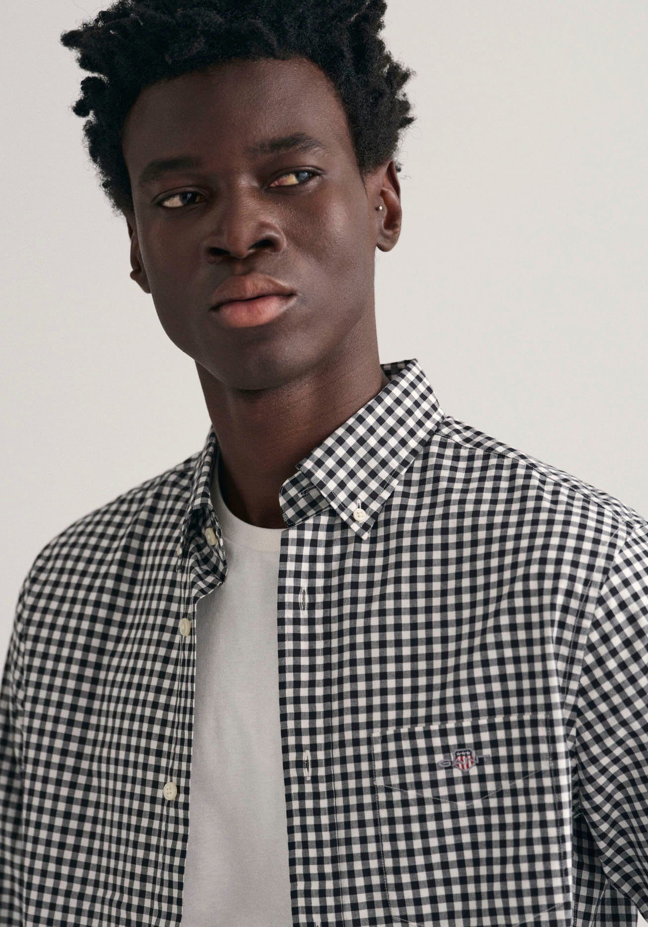 Gant Overhemd met lange mouwen REG POPLIN GINGHAM SHIRT met logoborduursel op borsthoogte
