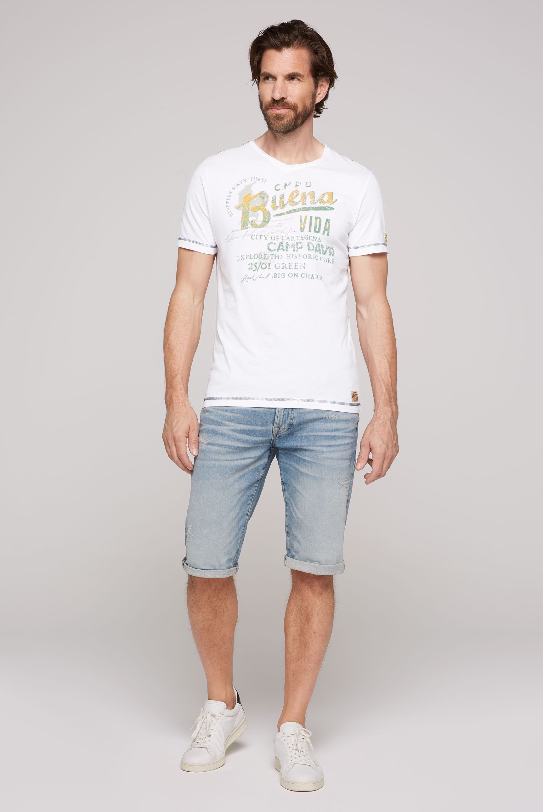 CAMP DAVID T-shirt met voor- en achterkant print