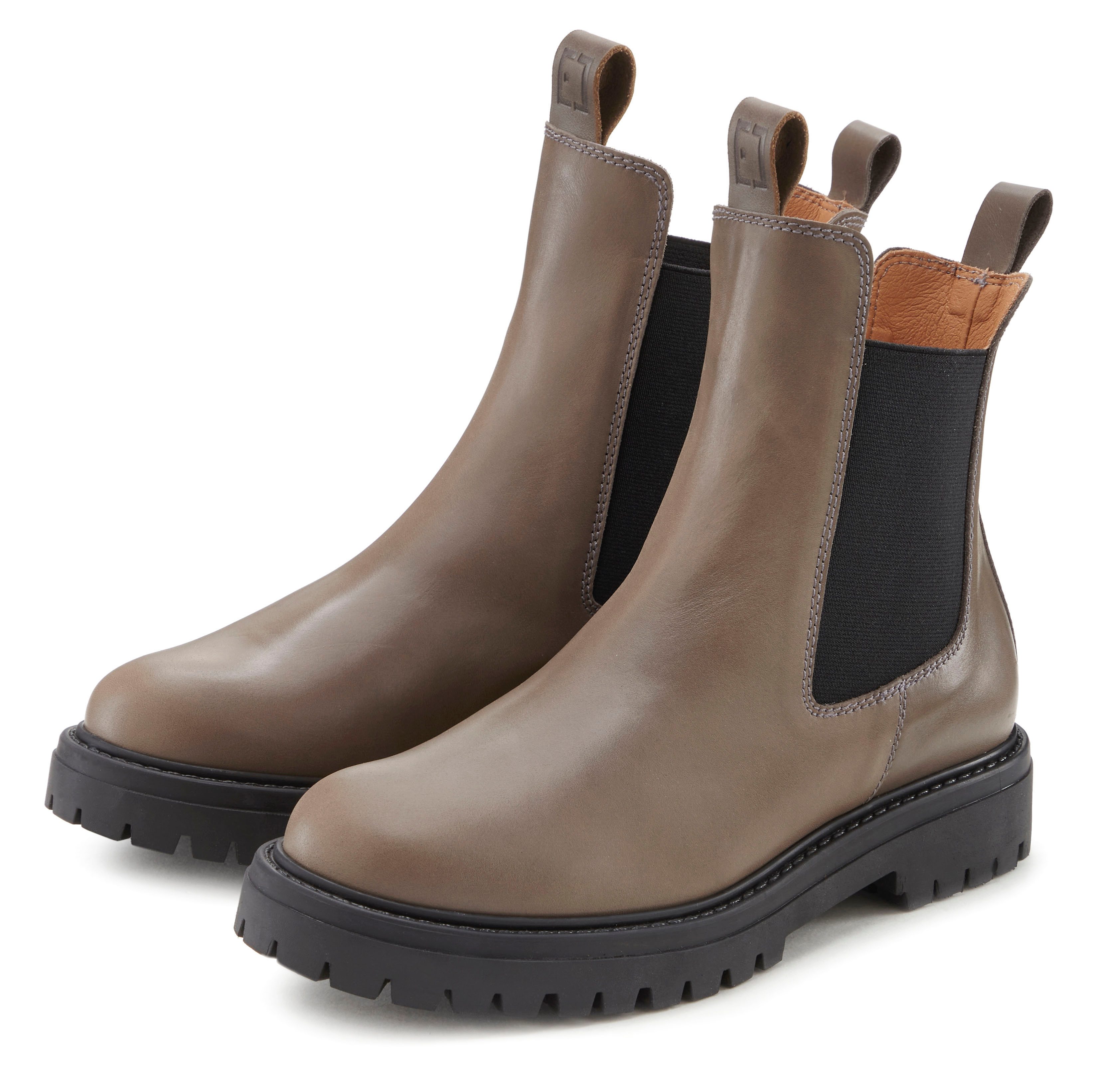 Elbsand Laarsjes Chelsea laarzen, instaplaarzen, bikerboots van leer dames laarsjes maat 37 grijs