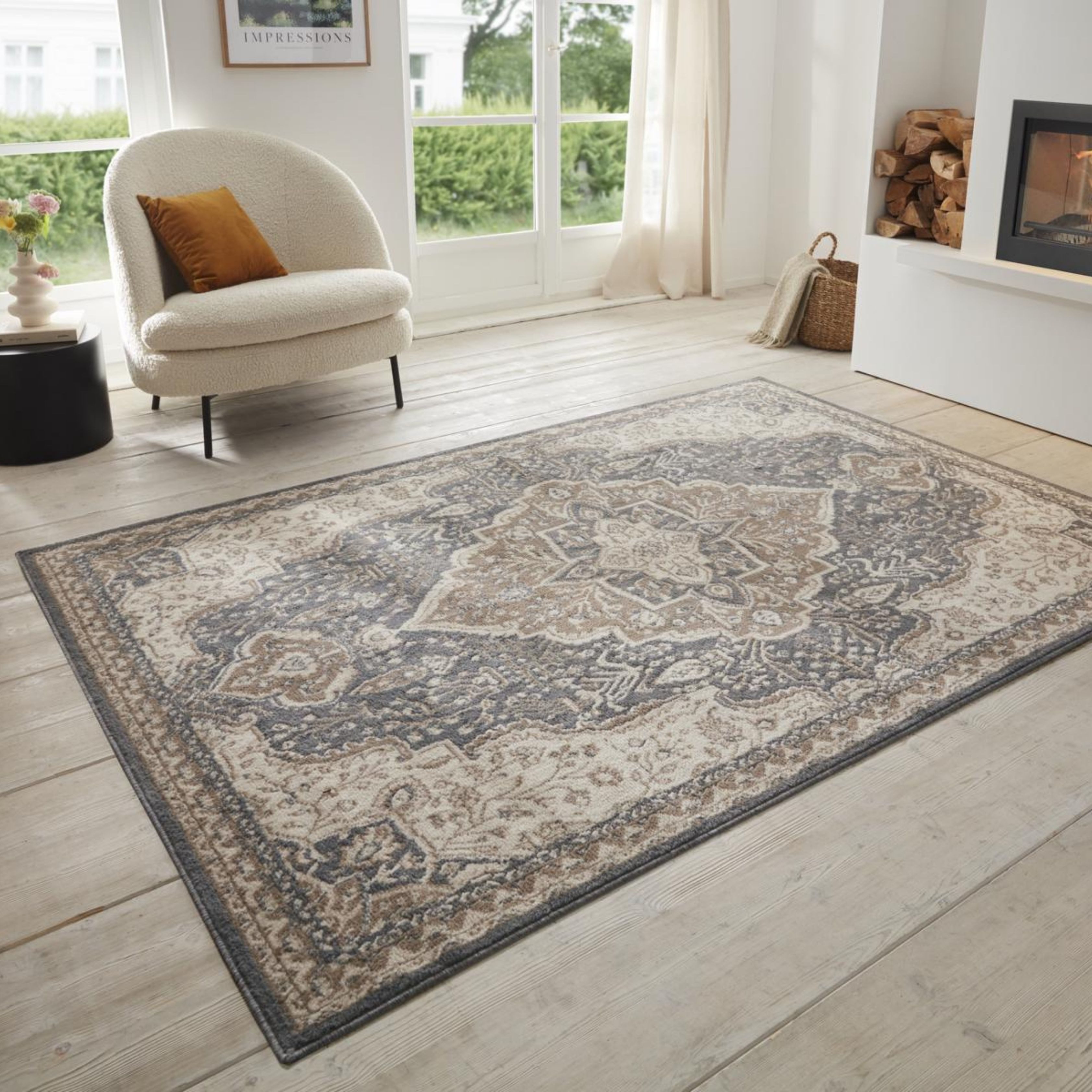 HANSE Home Vloerkleed Orken Korte pool, loper, oriënt, vintage, woonkamer, slaapkamer, eetkamer moderne vloerkleden maat 200 cm x 280 cm x 8 mm zwart