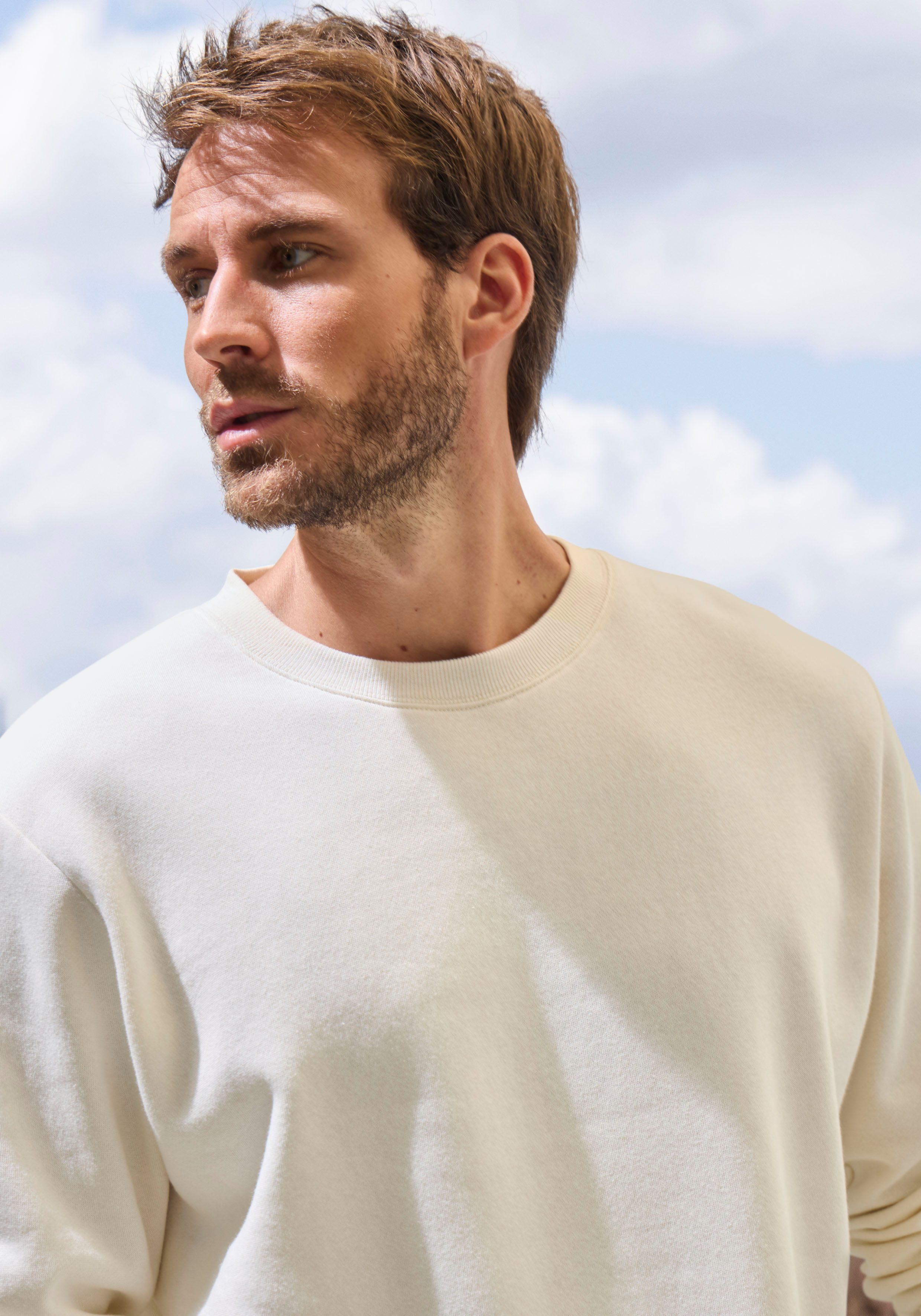 John Devin Sweatshirt Langarm, trui met ronde hals, katoenmix