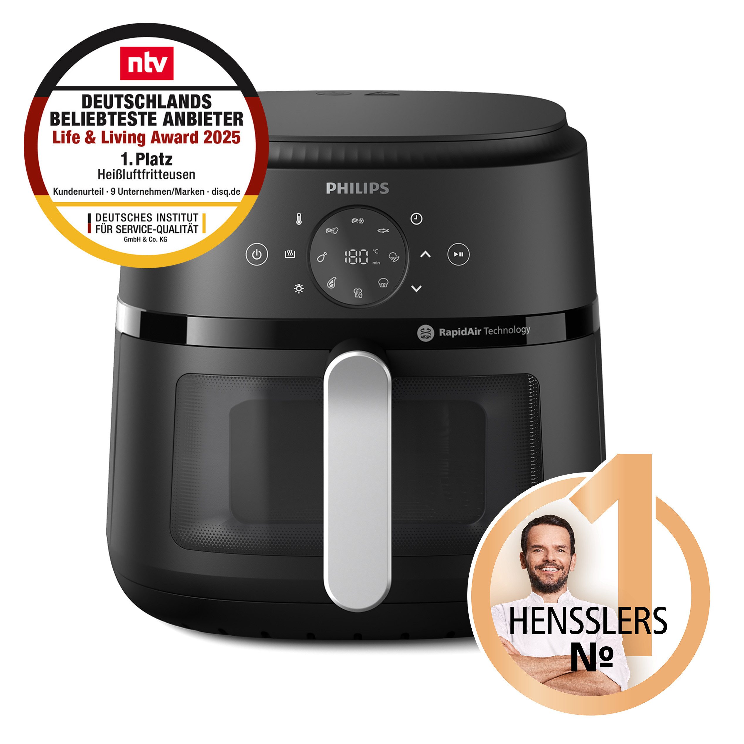 Philips Airfryer 2000 NA231/00, met 6.2L, kijkvenster