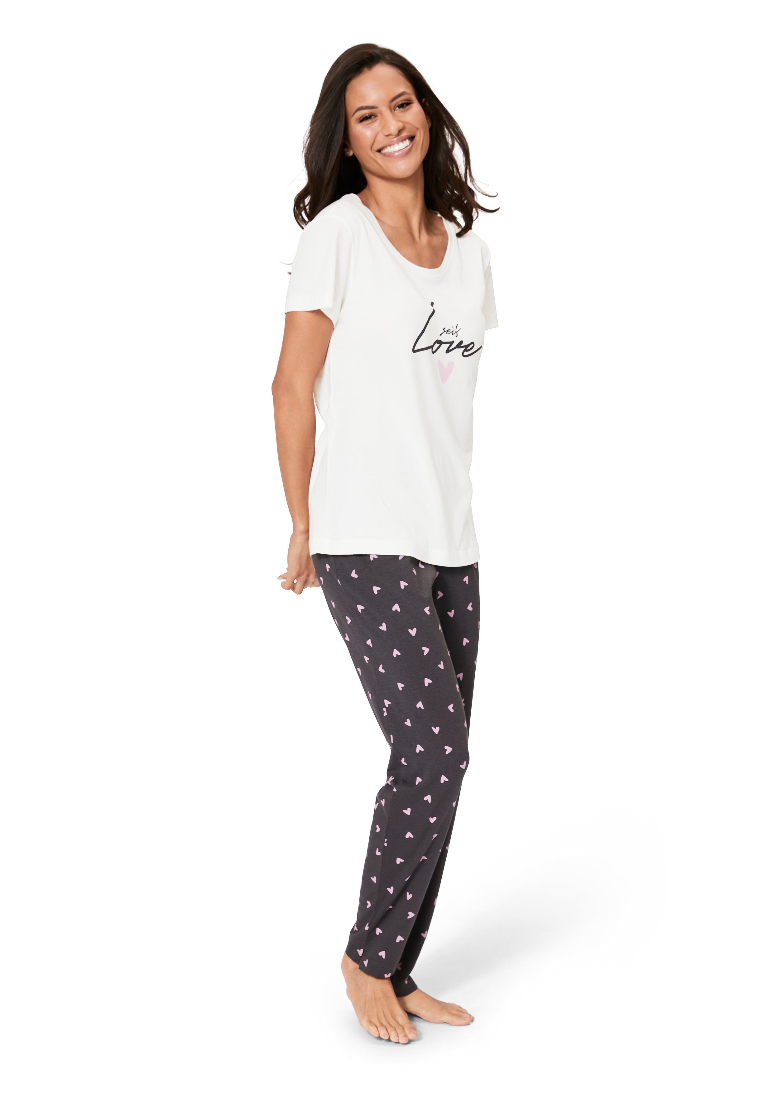 s.Oliver RED LABEL Beachwear Pyjama met hartjesprint (2-delig)