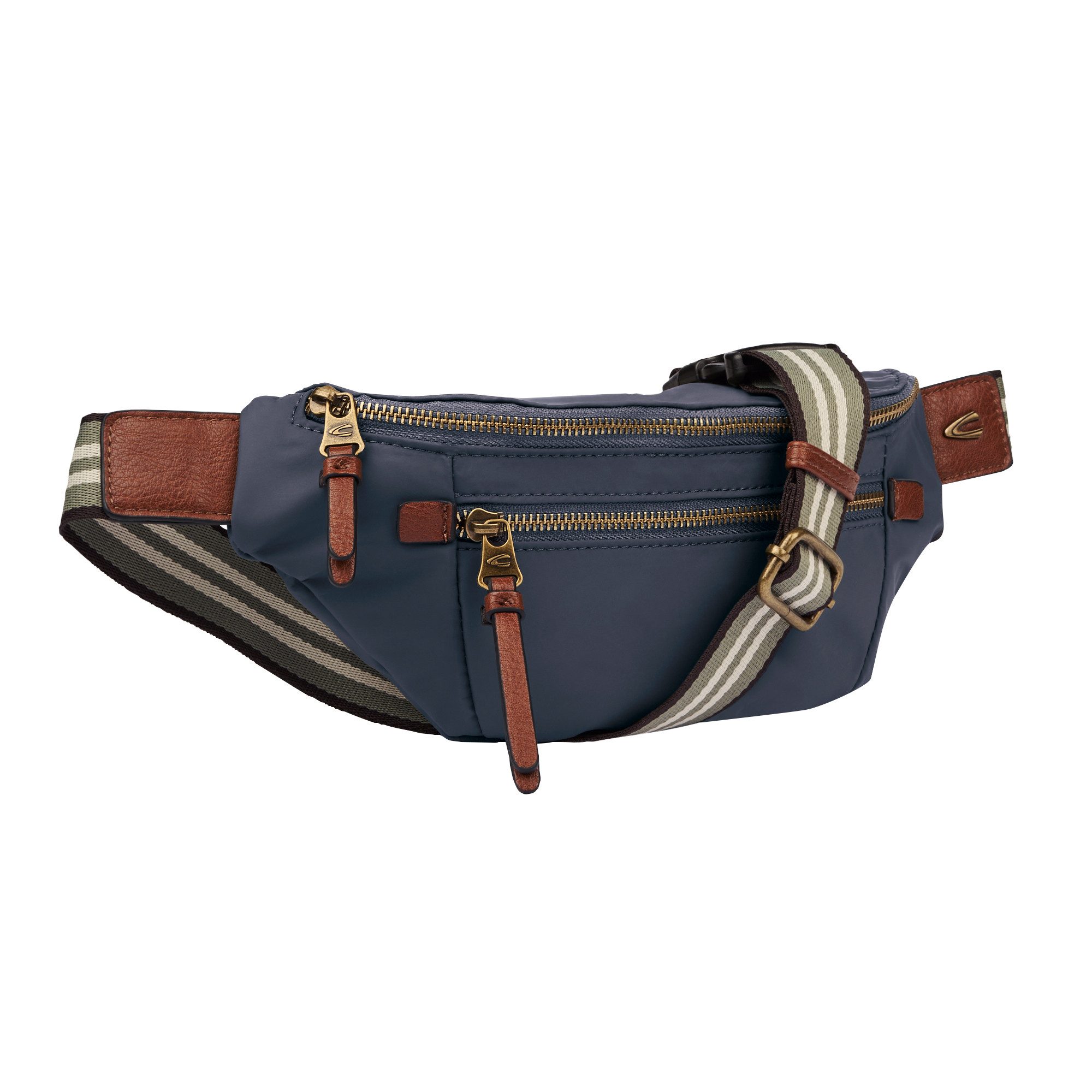 camel active Buiktasje Bari van hoogwaardig mat nylon met gestreept geweven band