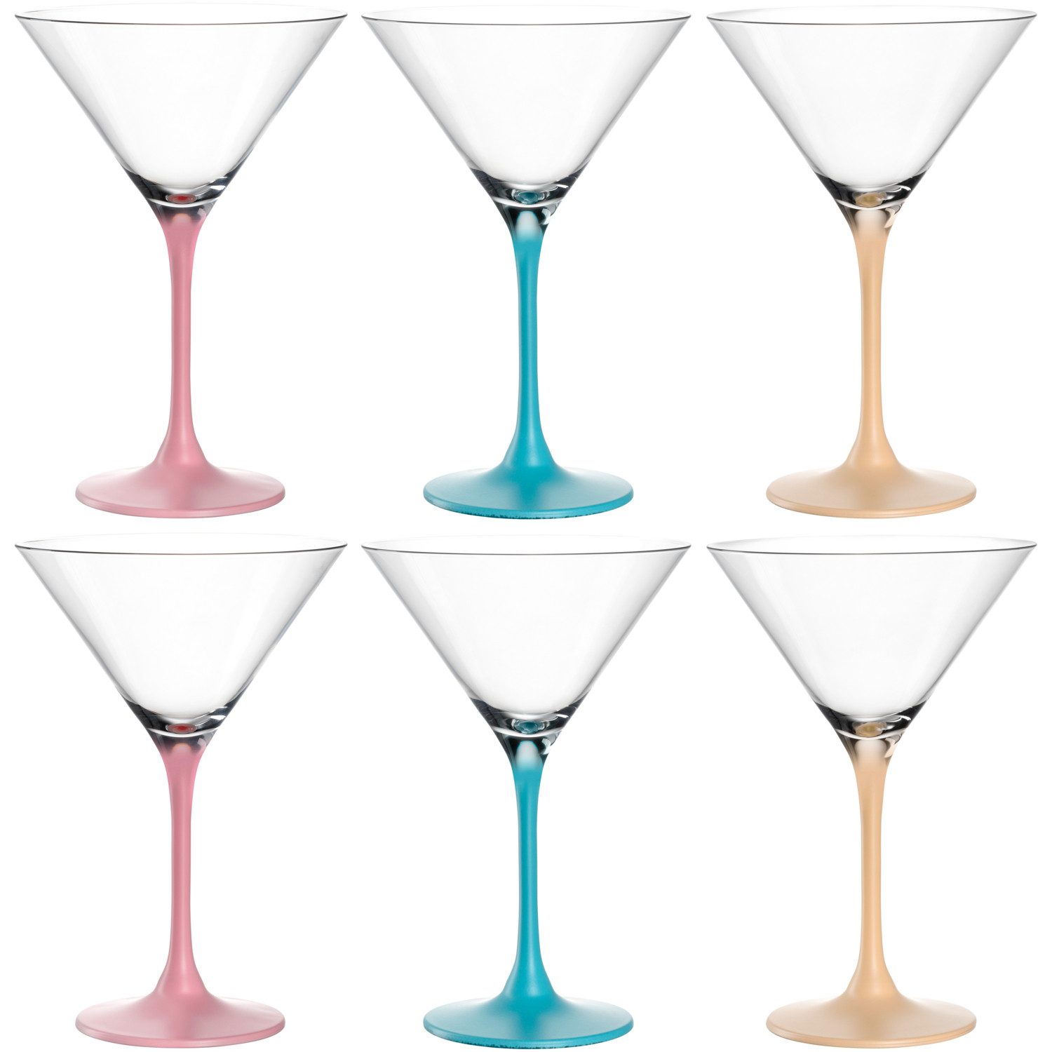 LEONARDO Cocktailglas BRERA, 230 ml, gekleurd assorti, cocktailkom, 6-delig set (set, 6-delig)