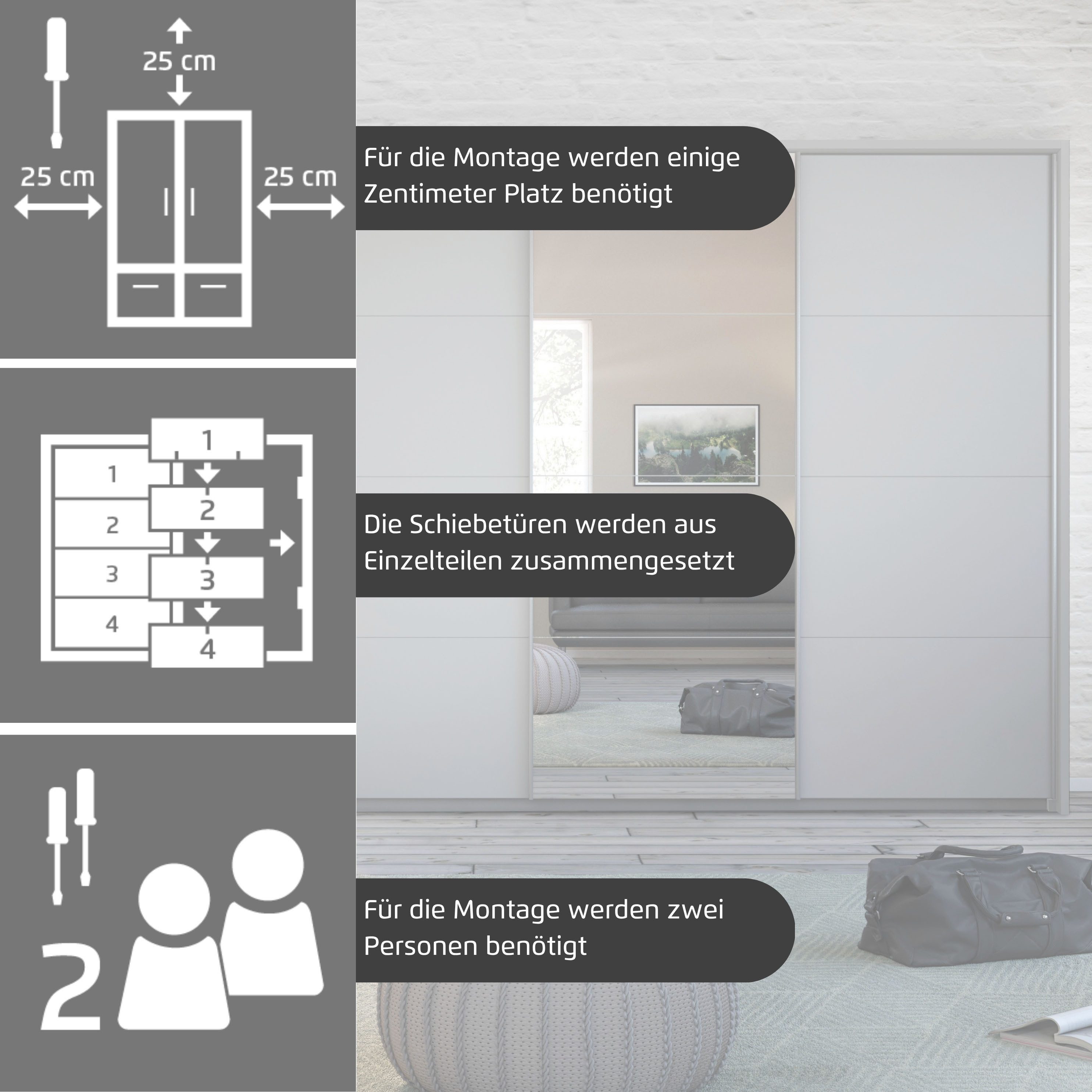 rauch Zweefdeurkast Kledingkast TOMA incl. rek inzet en extra legplanken made in germany
