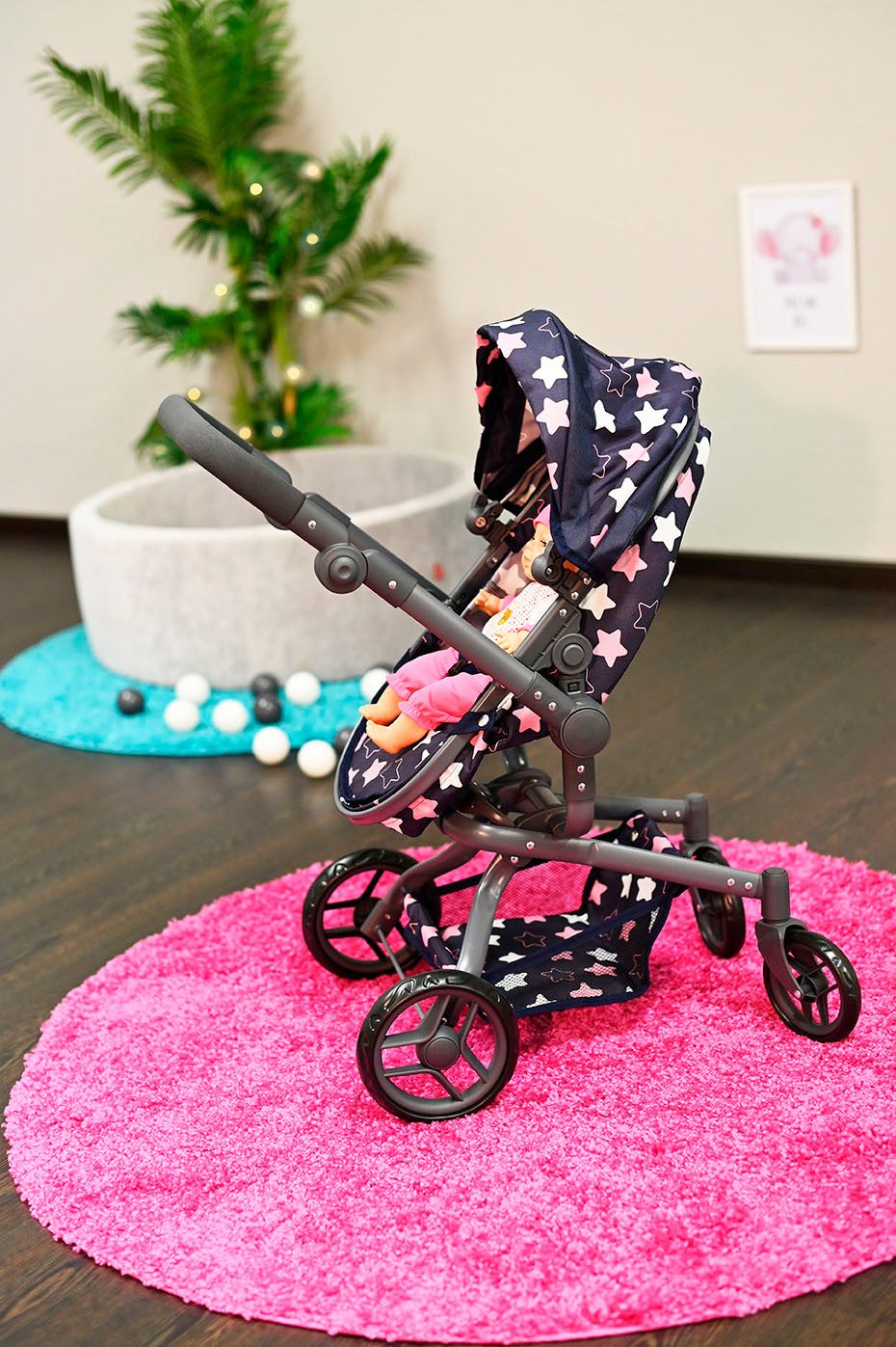 Knorrtoys® Combi-poppenwagen Boonk - star blue pink
