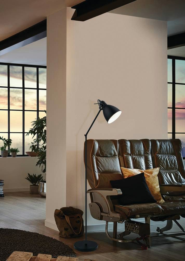 EGLO Staande lamp PRIDDY vloerlamp, staande lamp, staal, zwart, E27, industrieel