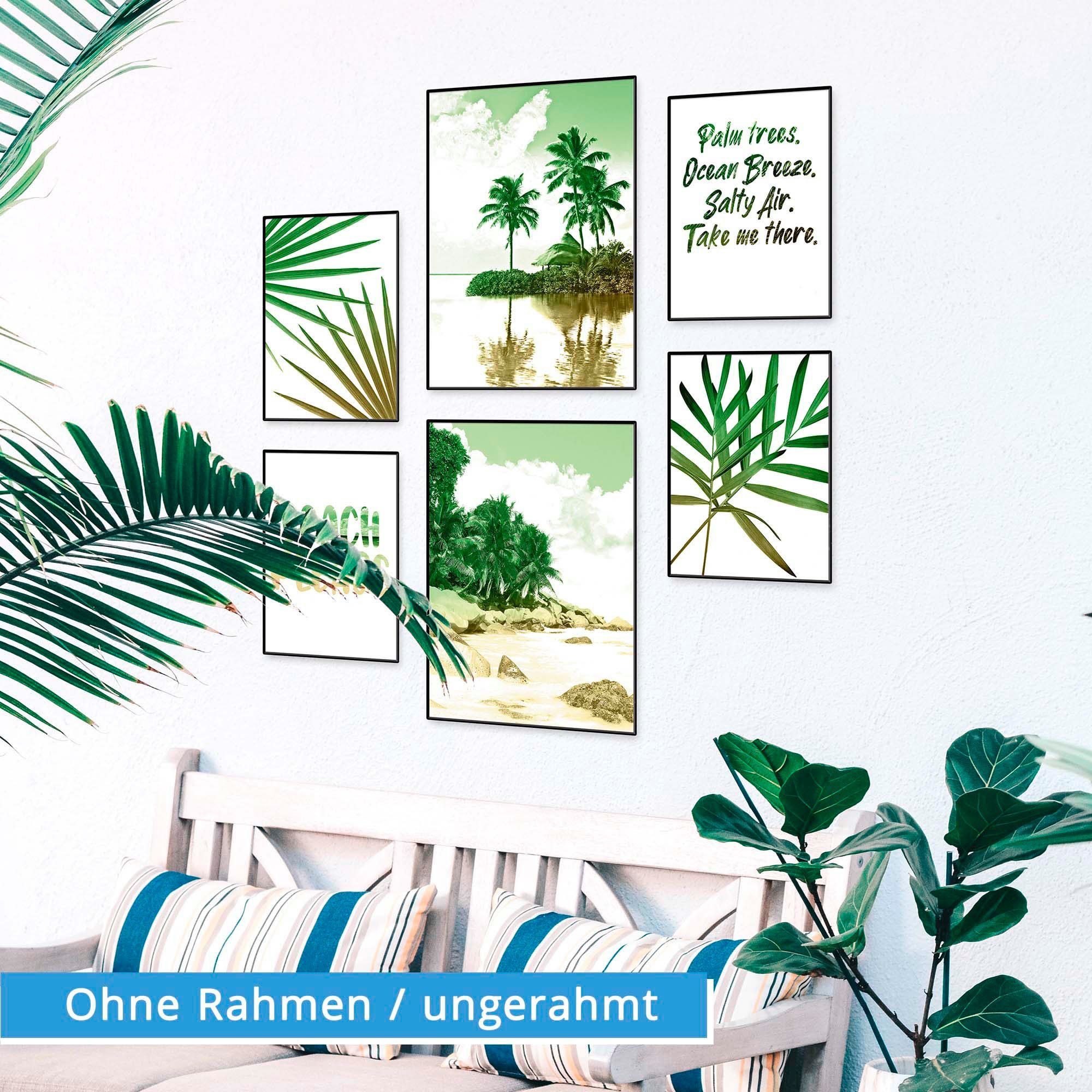 Artland Poster Palmen, strand & zee Poster, artprint, wandposter (6 stuks)