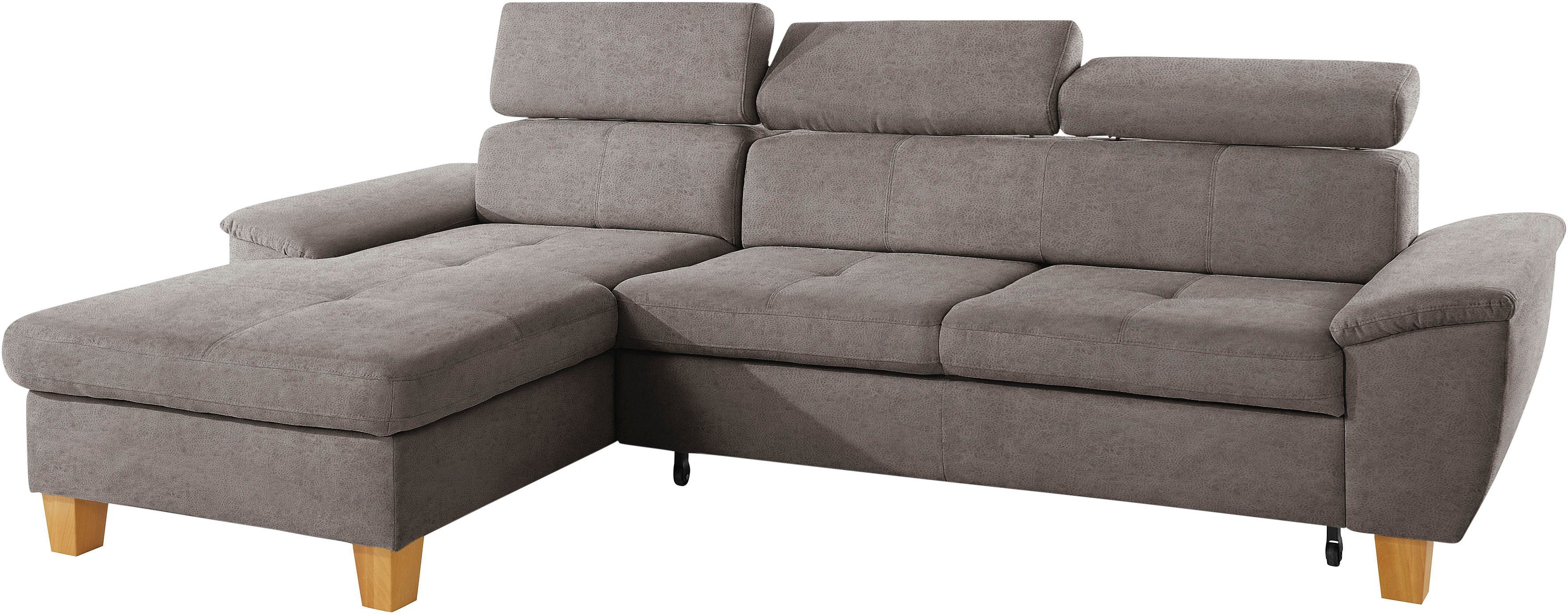 exxpo - sofa fashion Hoekbank Enya, uitgebreide afwerking, hoog zitcomfort, comfortabel, L-vorm inclusief verstelbare hoofdsteun, naar keuze met slaapfunctie en bedkist